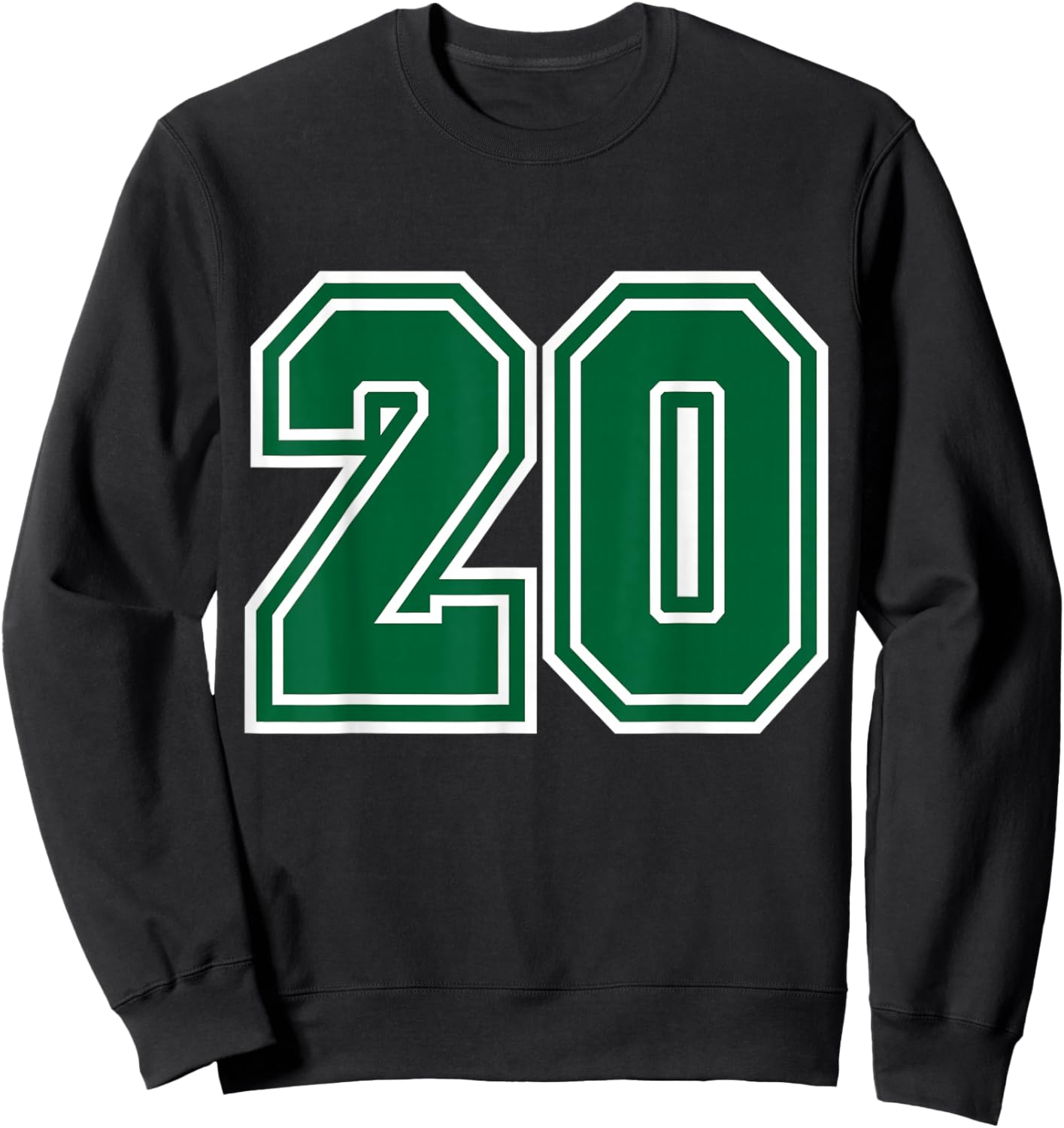 Number #20 Green Sports Team Varsity Number Sweatshirt - Sweatshirt | Black