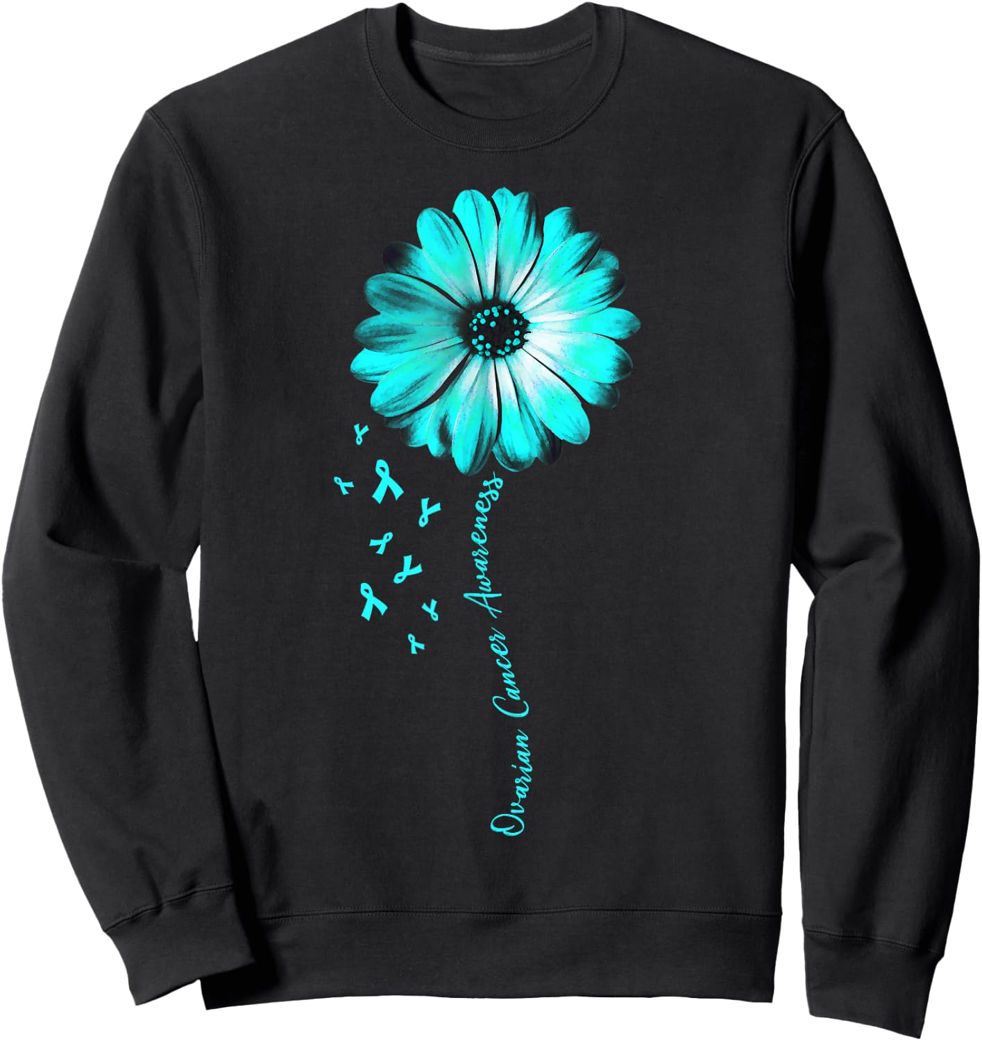 Daisy Flower Ovarian Cancer Awareness Gifts Sweatshirt - Sweatshirt | Black