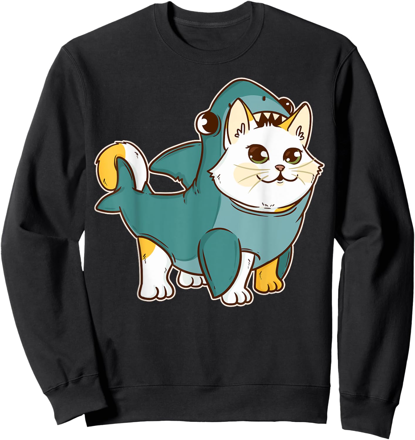 Cat Shark Kawaii Kitten Funny Halloween Costume Men Women Kids Sweatshirt - Sweatshirt | Black