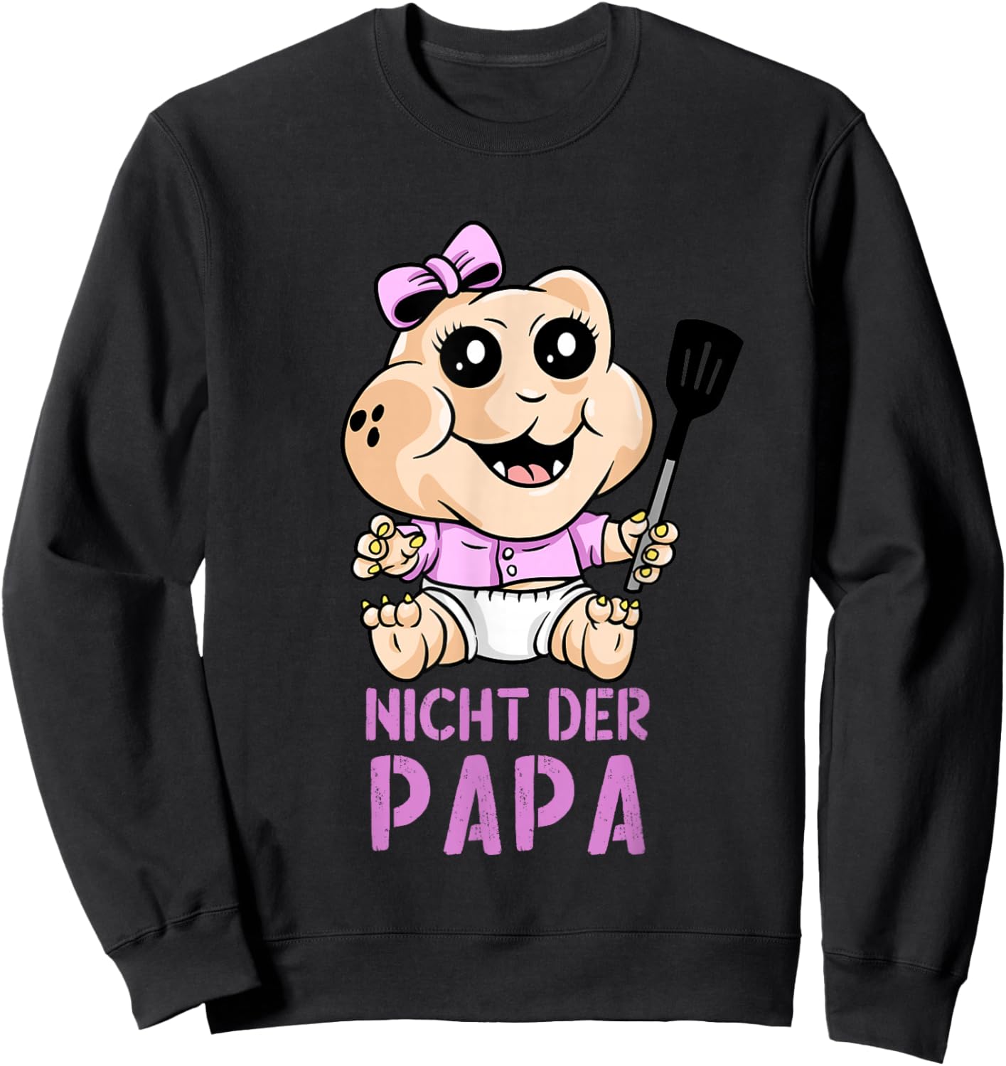 PeeKay Apparel - Fun: Lustiges Baby Dino TV-Wortspiel - Nicht der Papa (Schwarz, S, Kurzarm, Baby, Mama, Cartoon, Vatertag, Weihnachten, Geburtstag) Sweatshirt - Sweatshirt | Black