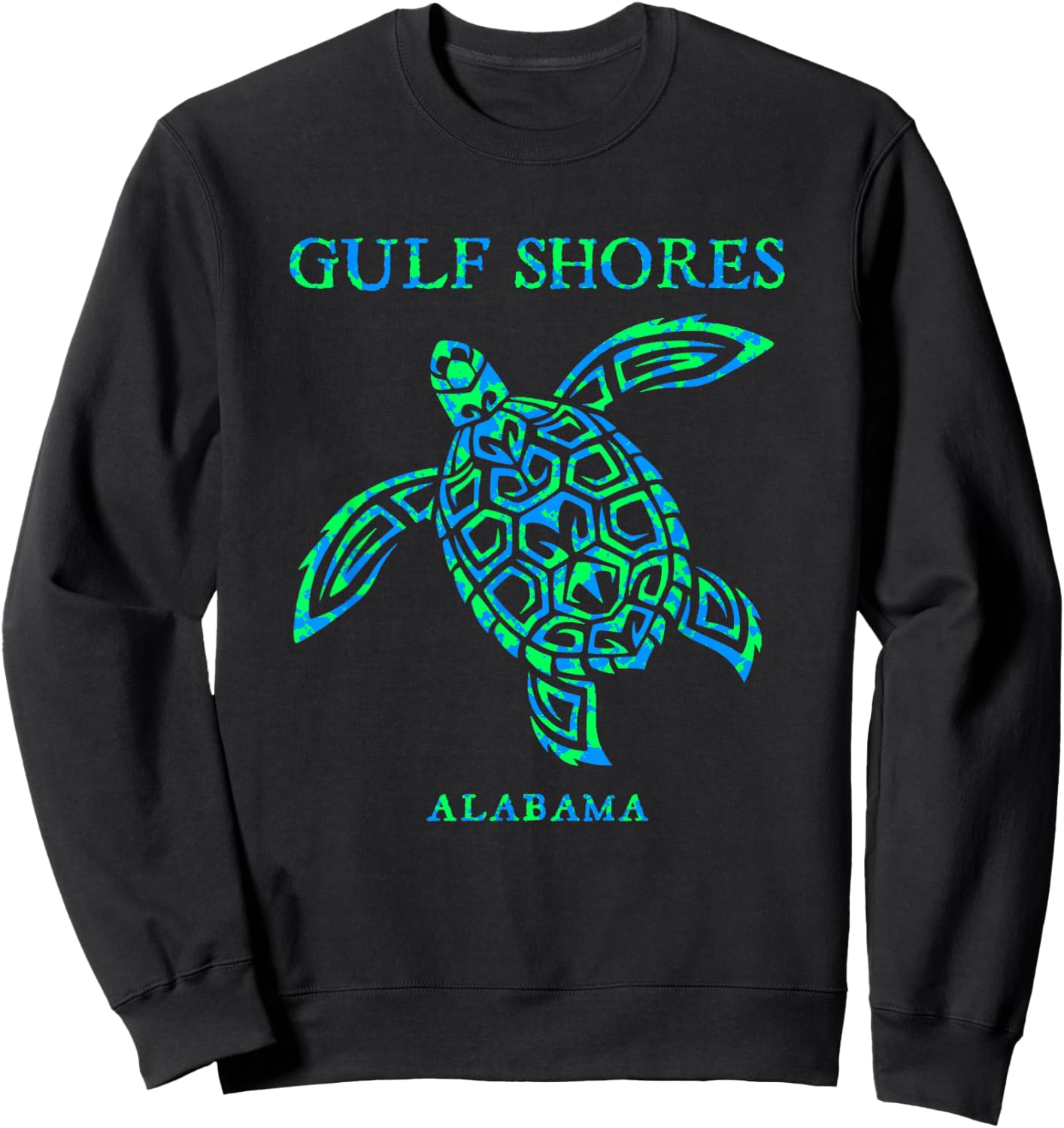 Gulf Shores Alabama Retro Sea Turtle Boys Girls Toddler Sweatshirt - Sweatshirt | Black