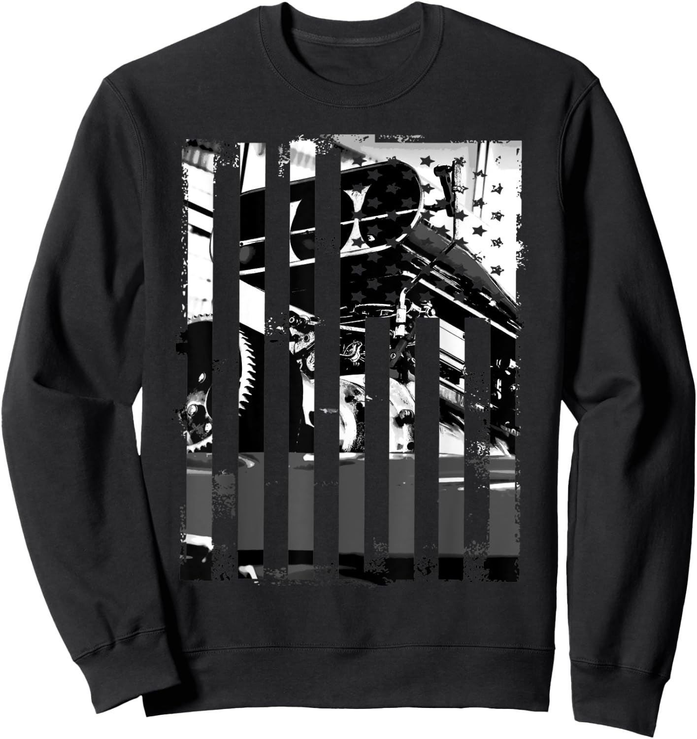 Funny Car Guy Gift - Horsepower American Flag Muscle Car Sweatshirt - Sweatshirt | Black