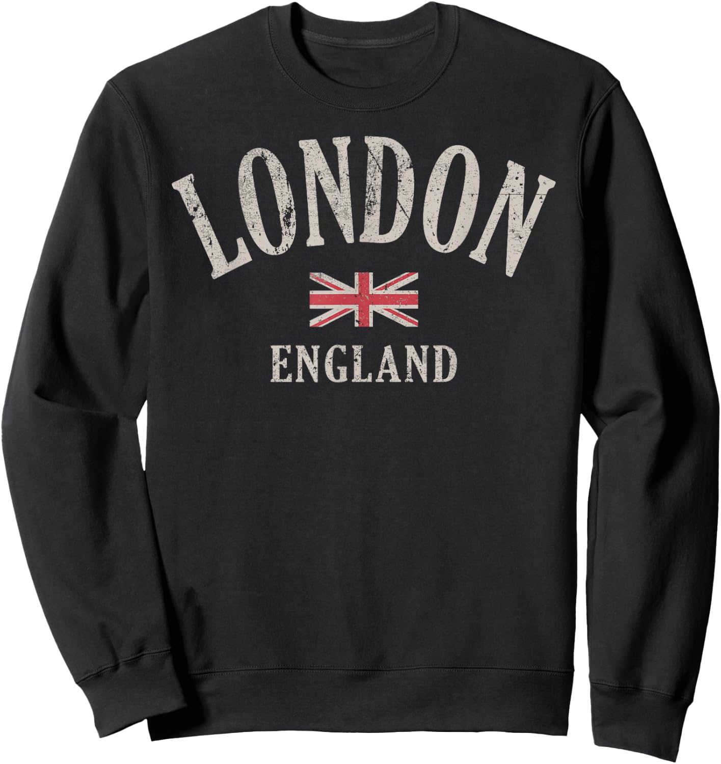 Distressed London England UK Flag Sweatshirt - Sweatshirt | Black