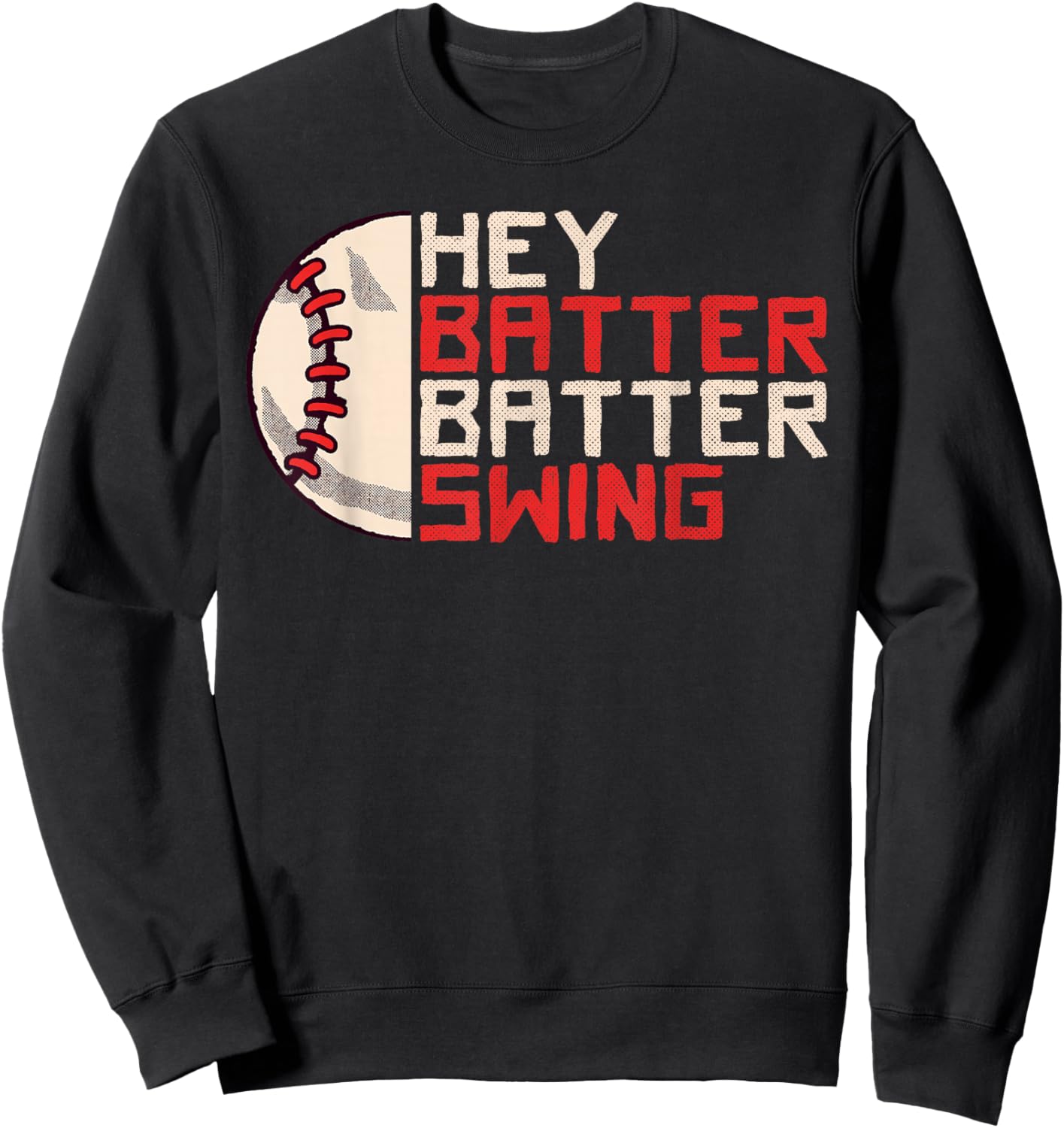 Funny Baseball Hey Batter Batter Swing Kids Retro Sweatshirt - Sweatshirt | Black
