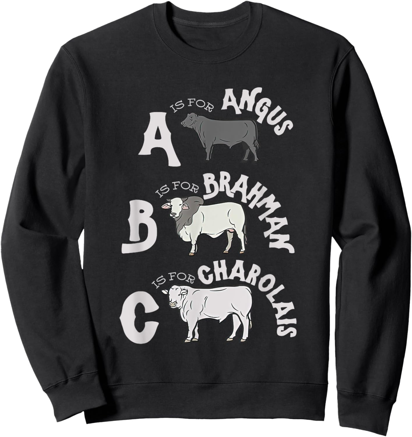 Cow Alphabet Kids Retro ABC Angus Brahman Charolais Toddlers Sweatshirt - Sweatshirt | Black