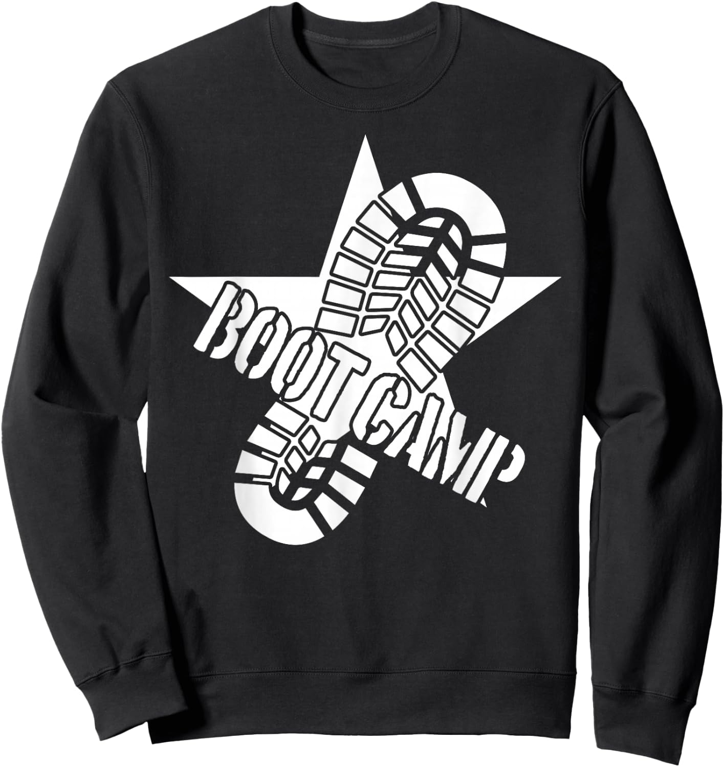 Fun Bootcamp Basic Military Training Boot Print Sweatshirt - Sweatshirt | Black