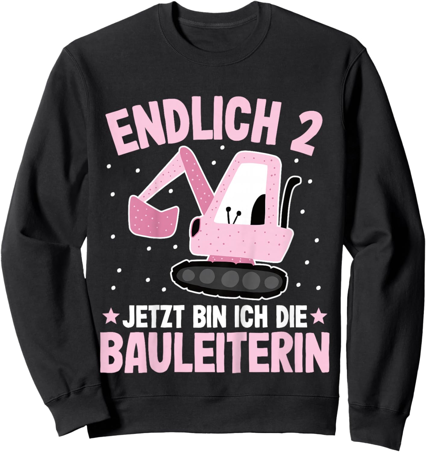 Bagger Zwei Jahre | Baustelle | 2. Geburtstag Mädchen Bagger Sweatshirt - Sweatshirt | Black