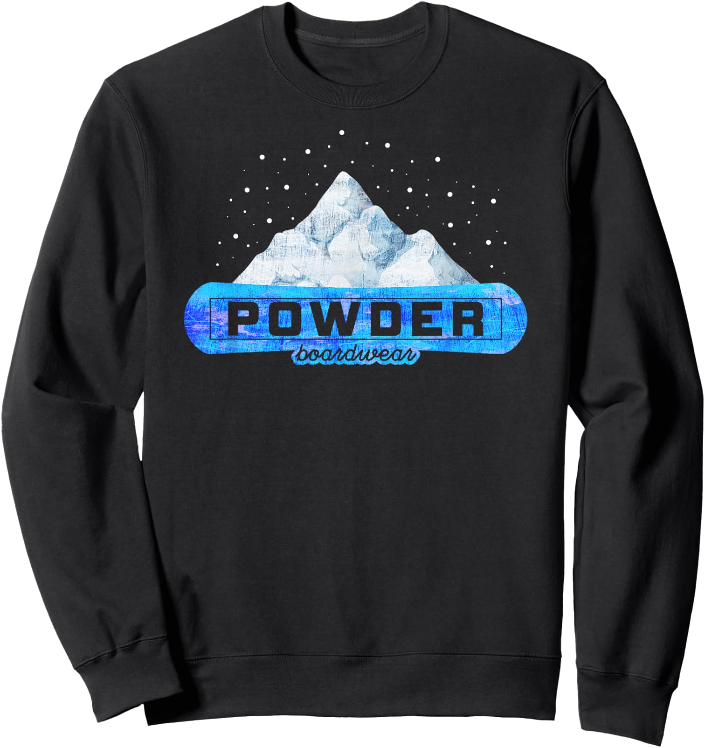 Vintage Powder Boardwear Snowboarding Gift Blue Logo Sweatshirt - Sweatshirt | Black
