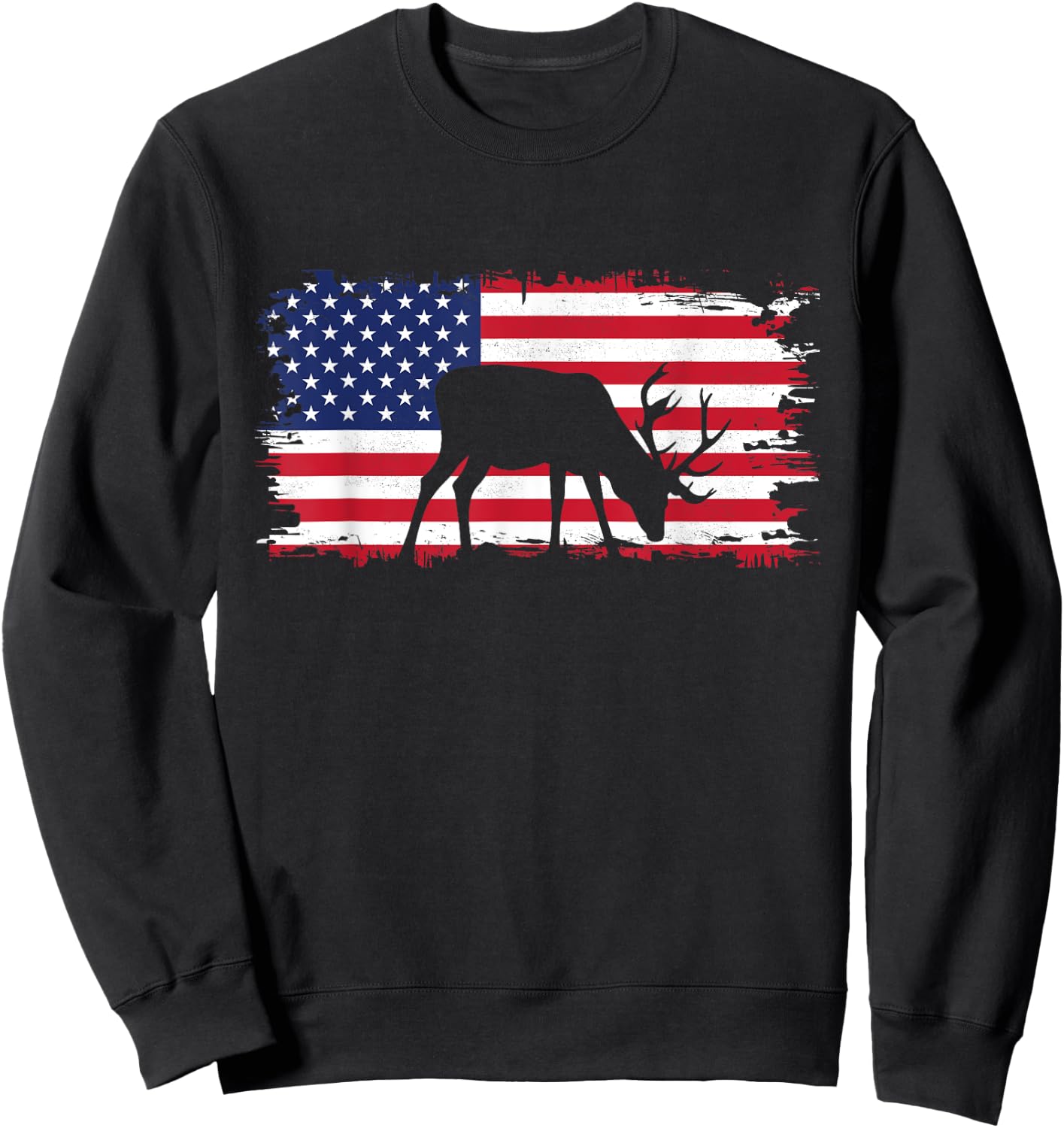 American Flag Outdoor Clothing - Antlers Deer Sweatshirt - Sweatshirt | Black