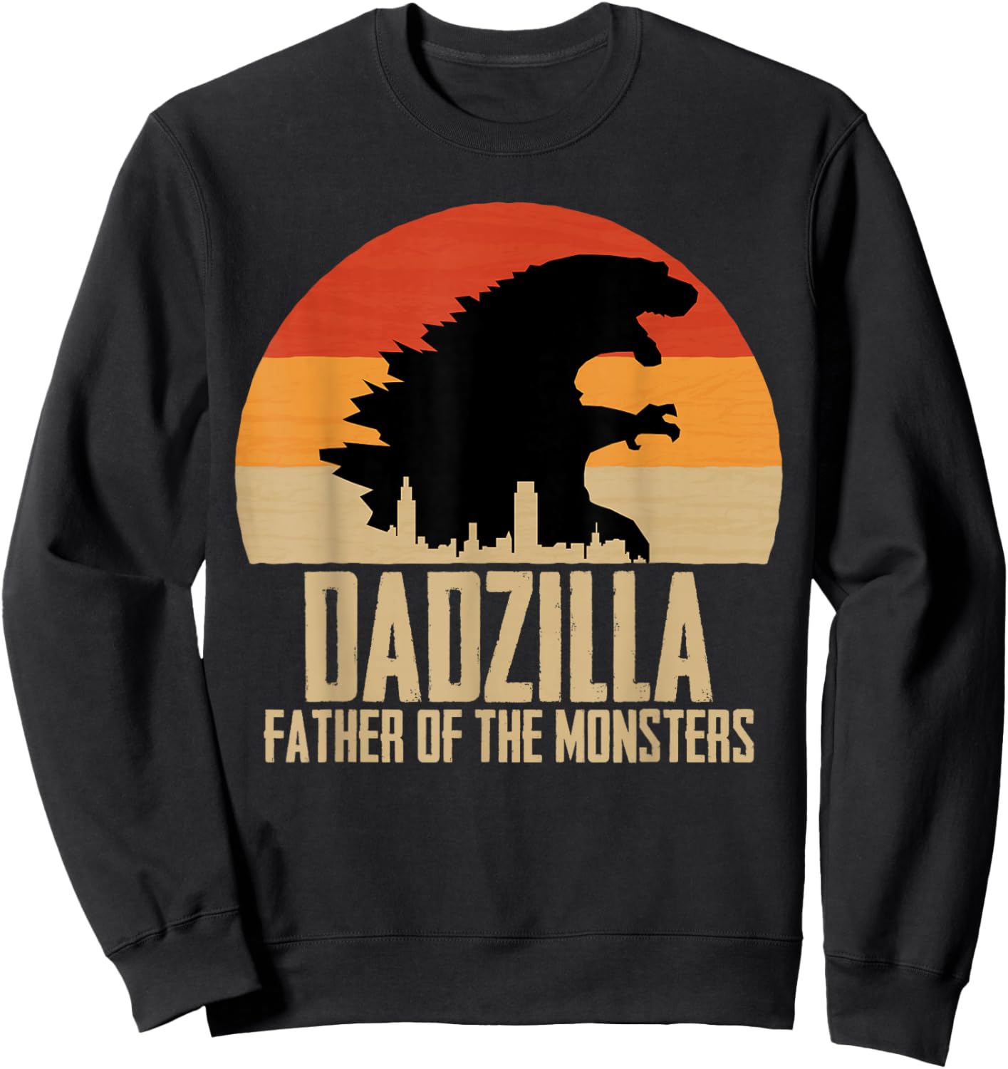 Dinosaur Dad Monsters Father's Day Dadzilla Dino Sunset Sweatshirt - Sweatshirt | Black