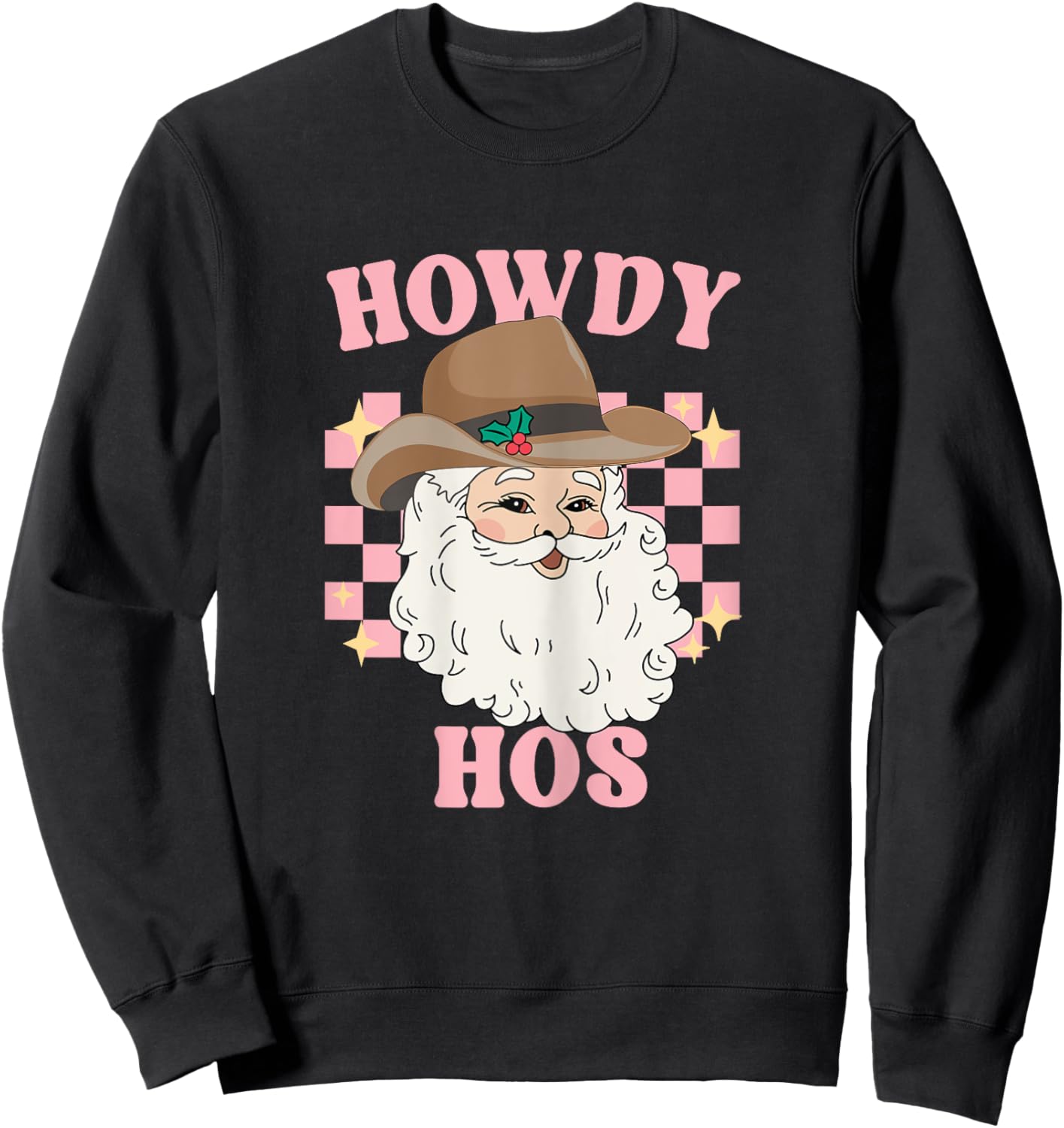 Country Cowboy Christmas Howdy Hos Groovy Western Santa Sweatshirt - Sweatshirt | Black