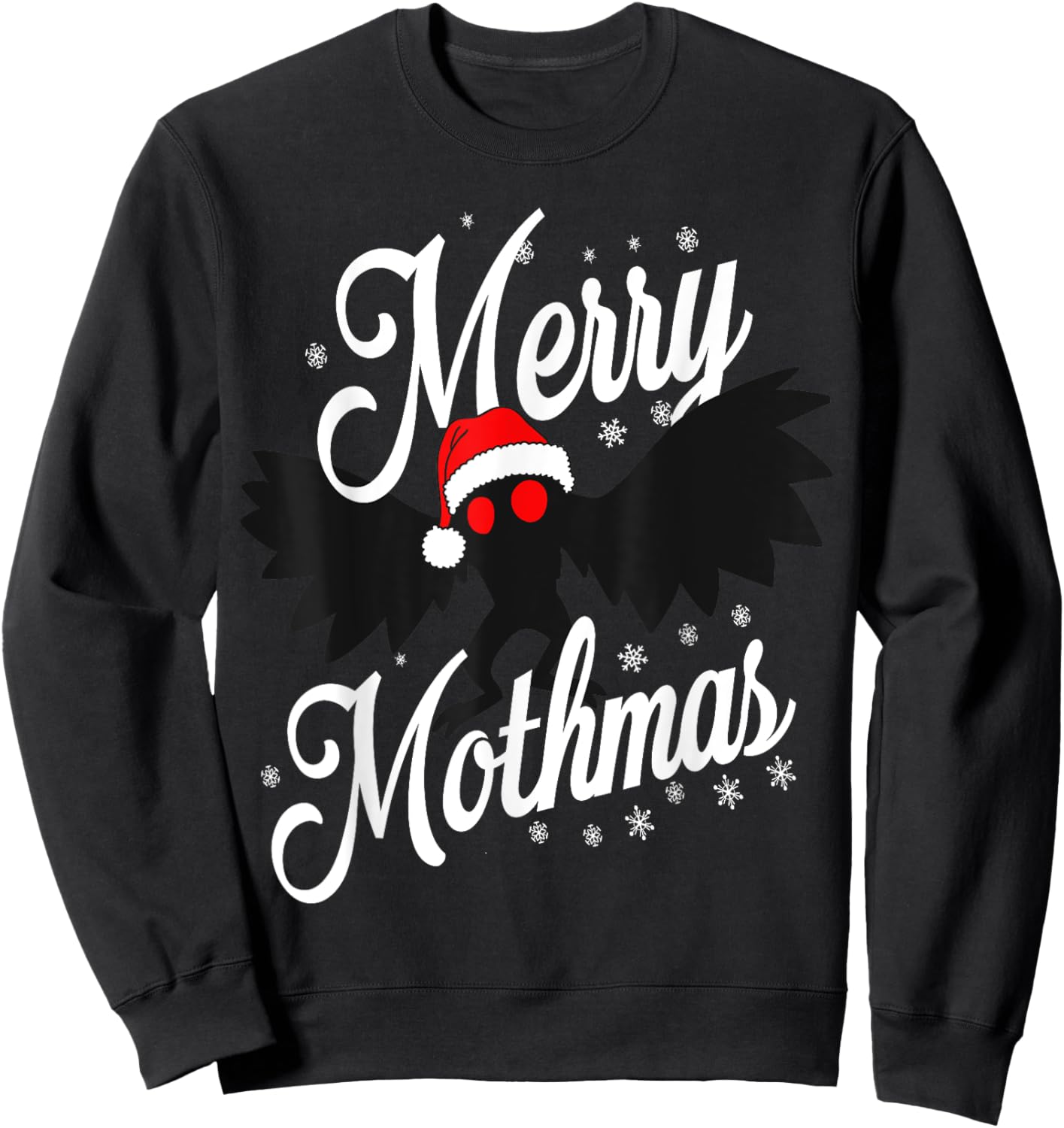 Merry Mothmas Santa Mothman Cute Mothman Christmas Pajama Sweatshirt - Sweatshirt | Black