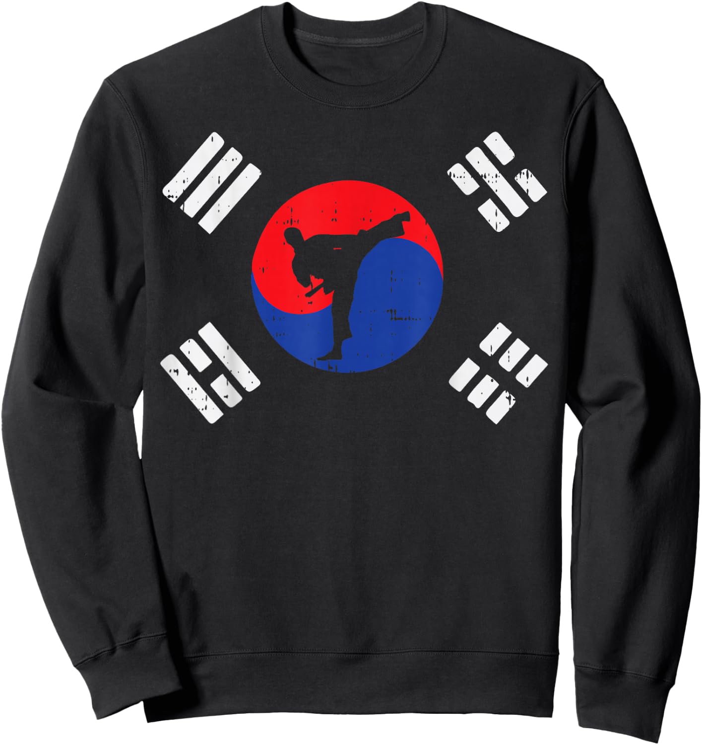 Taekwondo South Korea Flag Vintage Korean Martial Arts Gift Sweatshirt - Sweatshirt | Black