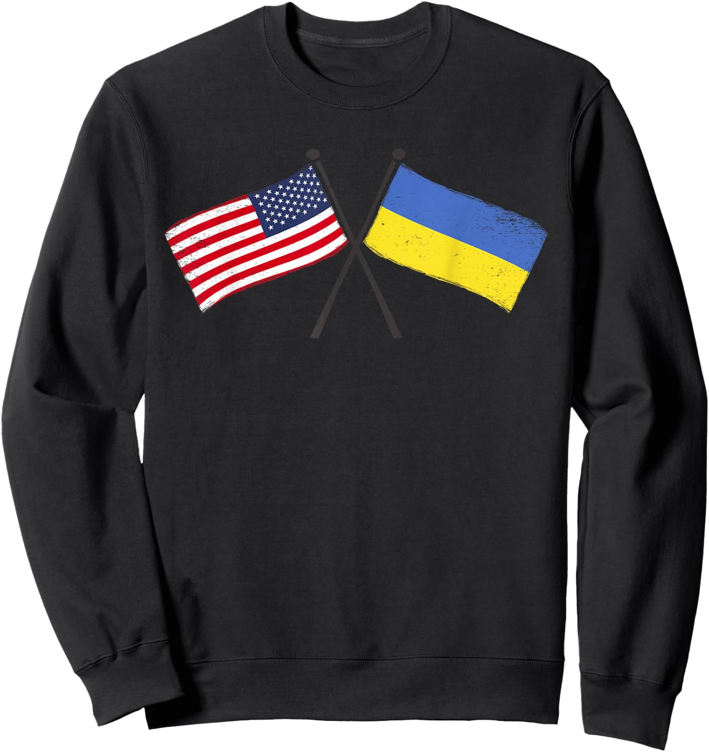 USA Ukraine Crossed Flags American Ukrainian Friendship Sweatshirt - Sweatshirt | Black