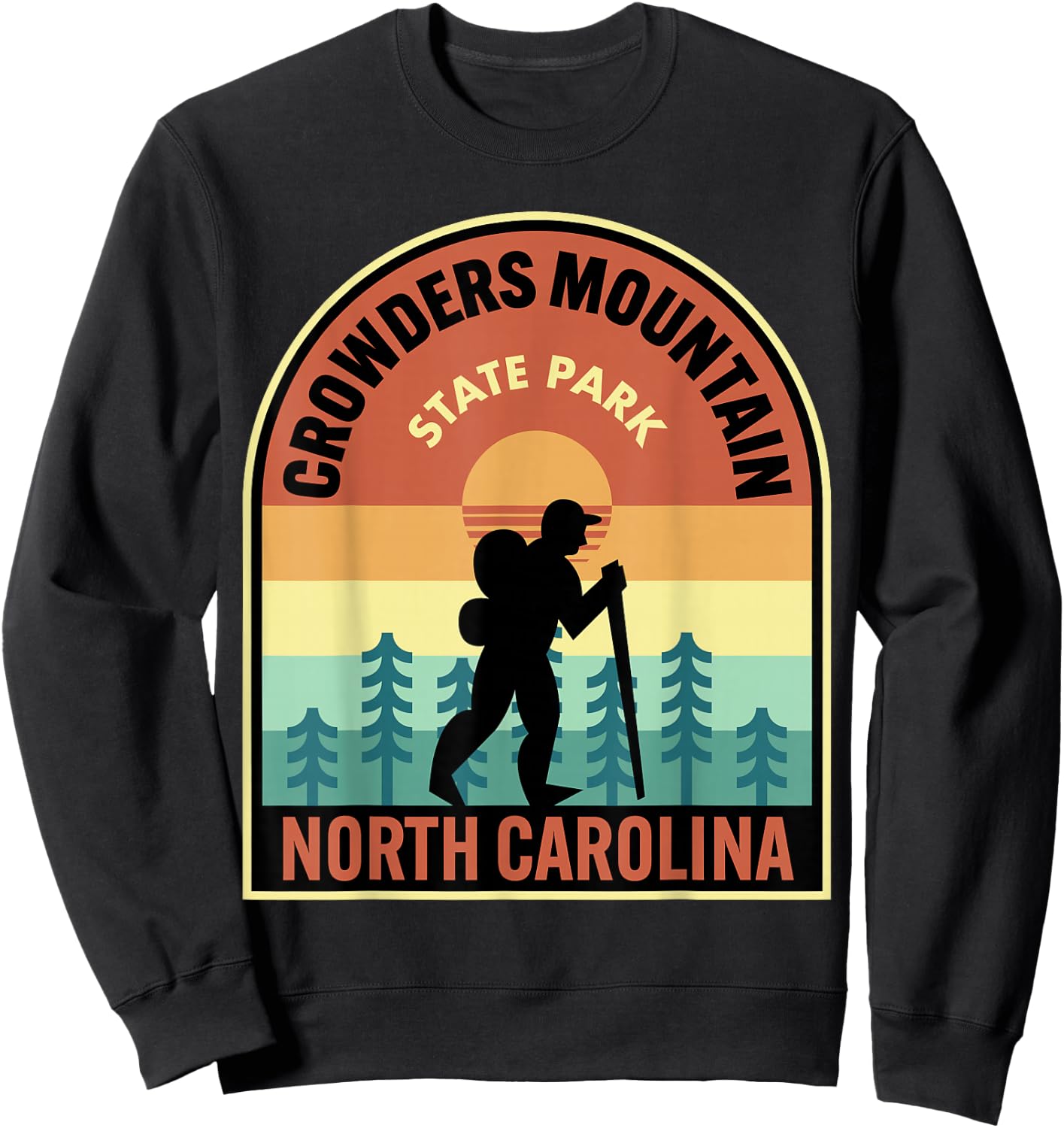 Crowders Mountain State Park North Carolina Retro Hiking Sweatshirt - Sweatshirt | Black