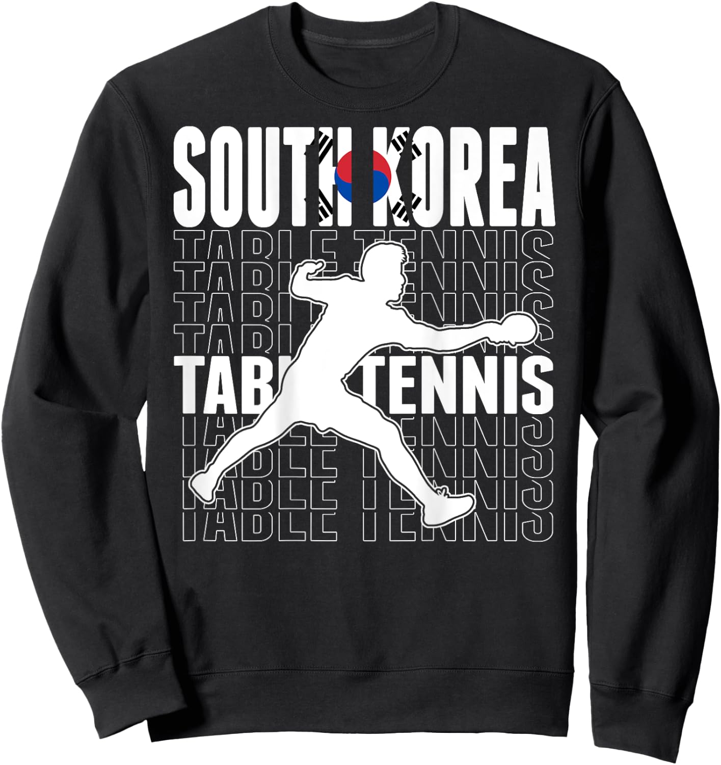 South Korea Table Tennis Fans Jersey Korean Flag Ping Pong Sweatshirt - Sweatshirt | Black