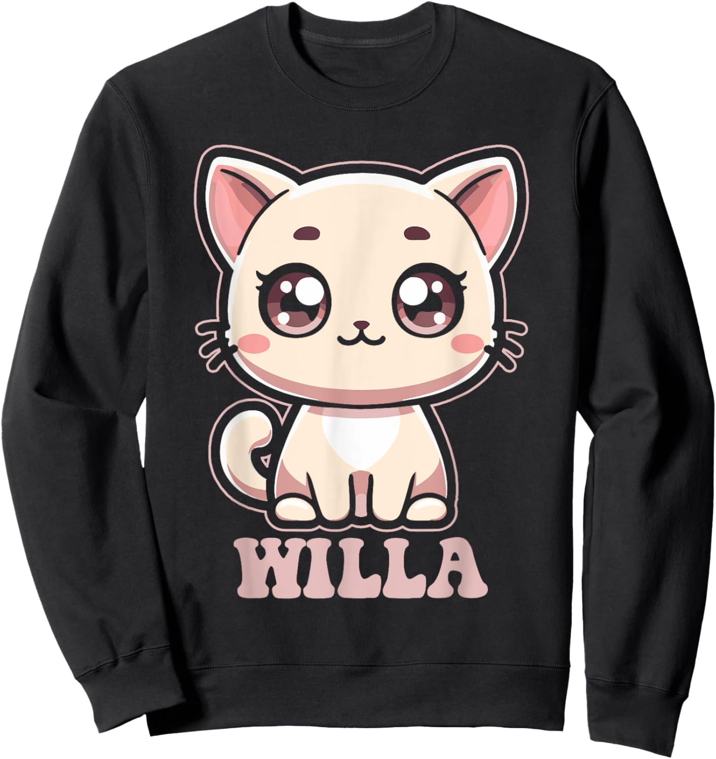 Willa Cute Kitty Cat Design for Girls Name Willa Sweatshirt - Sweatshirt | Black