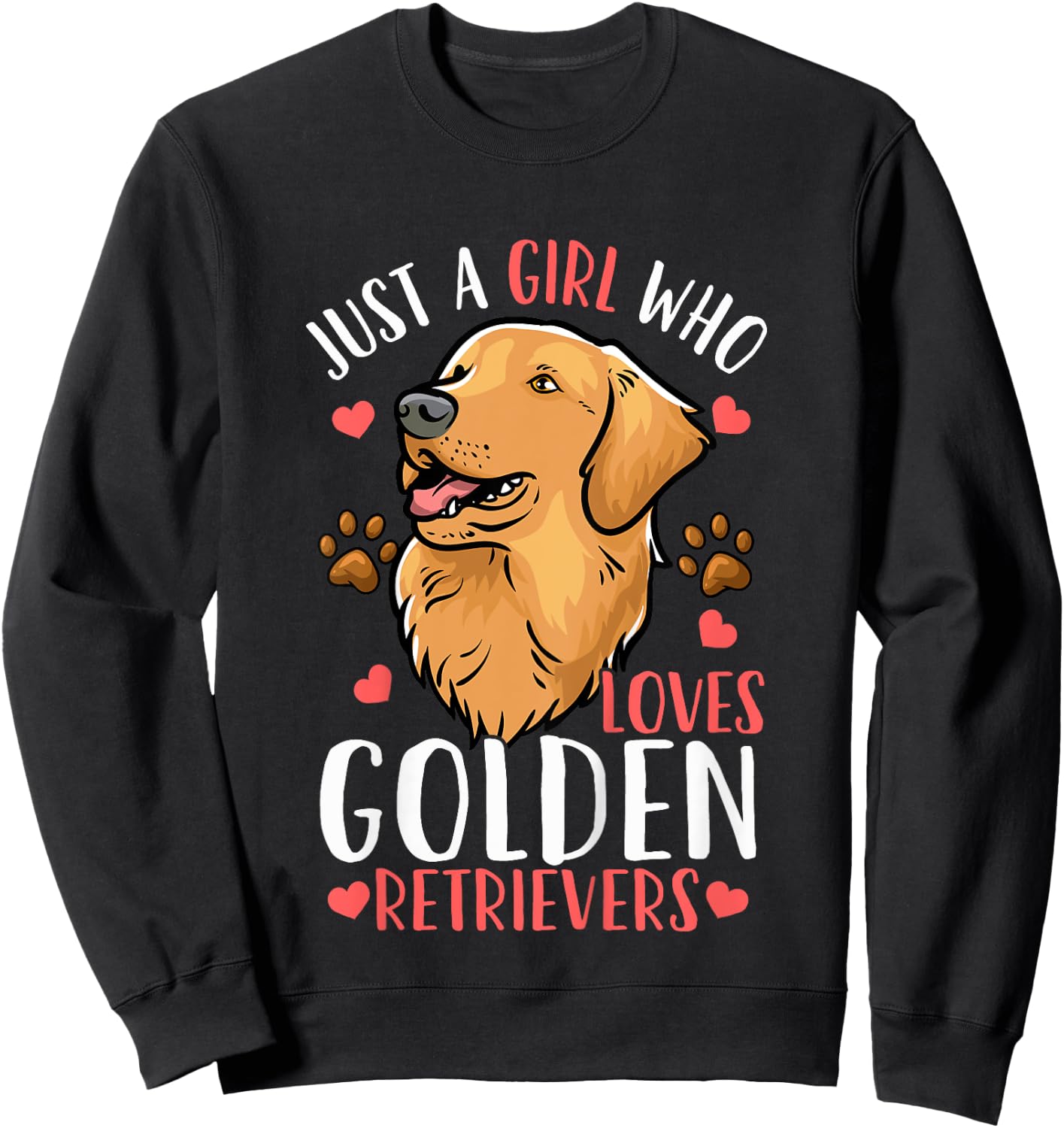 Kids Golden Retriever Just A Girl Who Loves Golden Retrievers Sweatshirt - Sweatshirt | Black