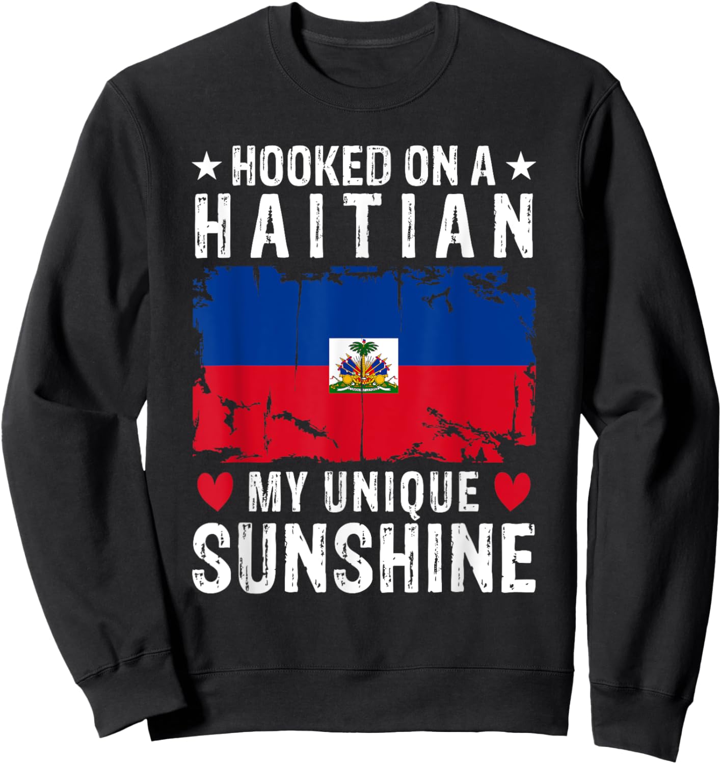 Haitian Boyfriend Girlfriend Wife Husband Haiti Flag Sweatshirt - Sweatshirt | Black