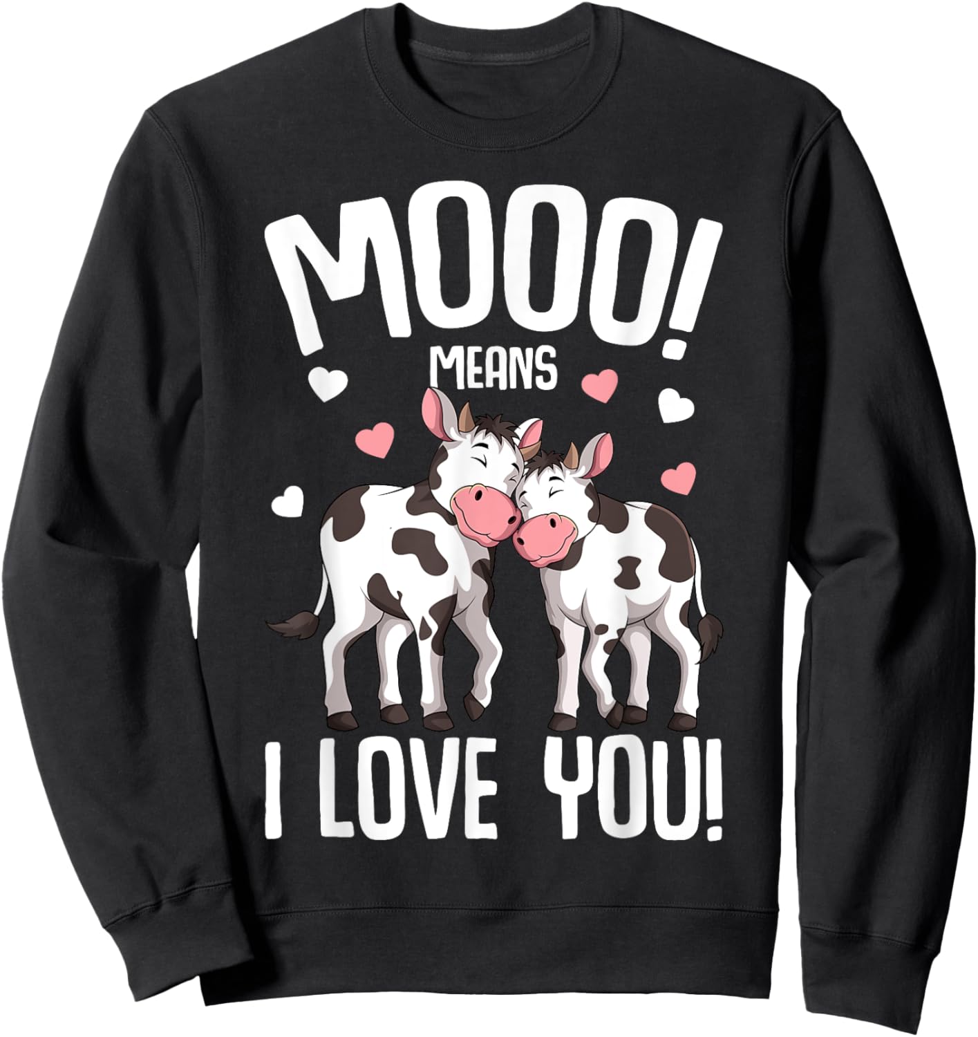 Cow Moo Women Kids Girls Sweatshirt - Sweatshirt | Black