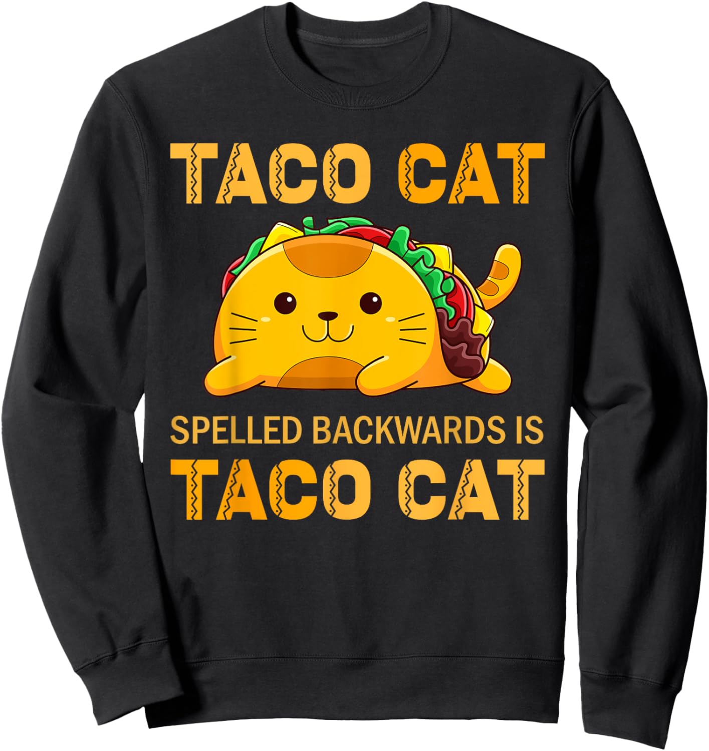 TacoCat for Kids Taco Cat Cinco de Mayo TacoCat Kids Cat Sweatshirt - Sweatshirt | Black