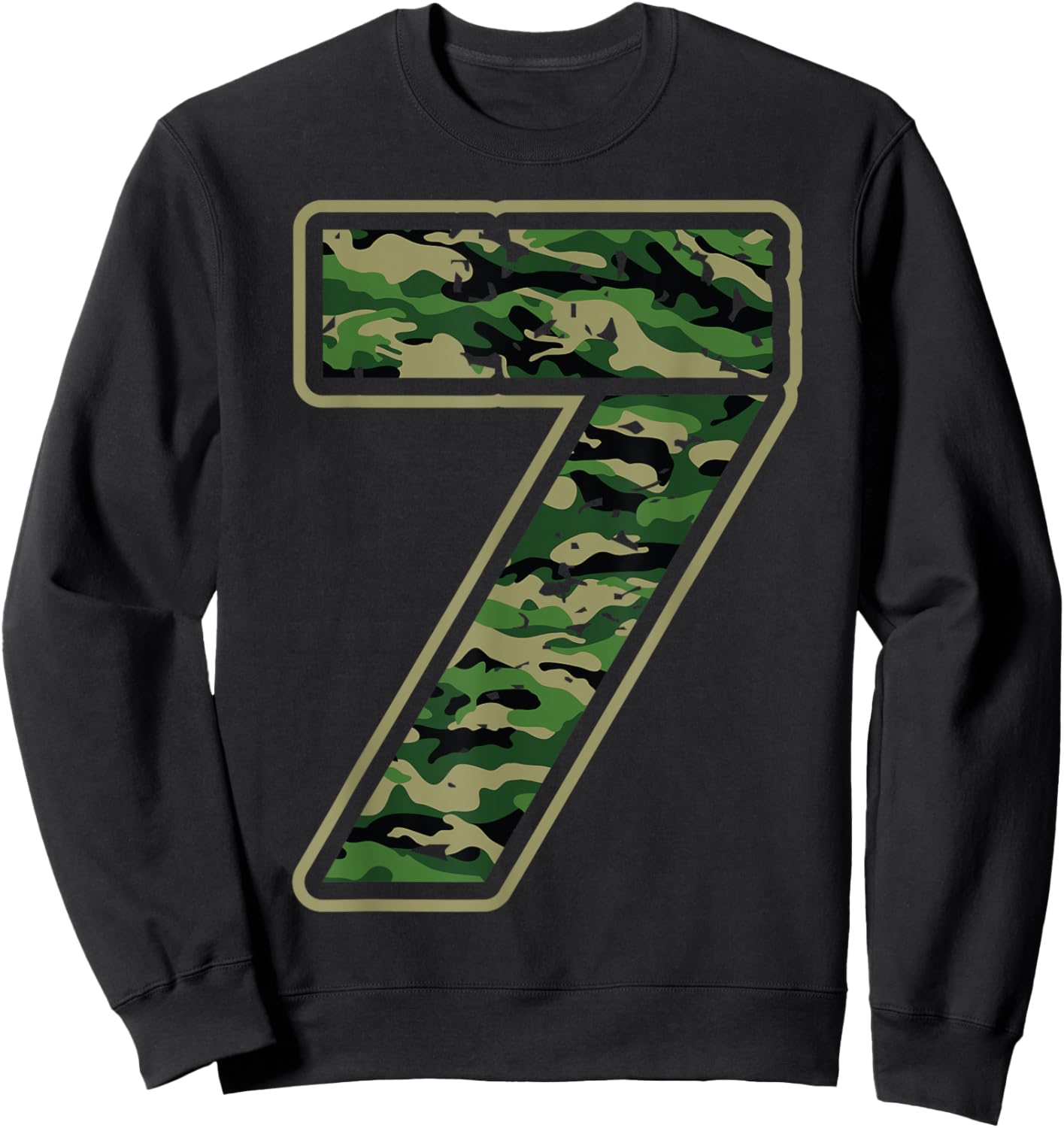 Cute Camouflage 7th Birthday Gift | 7 Years Old Boy Girl Kid Sweatshirt - Sweatshirt | Black