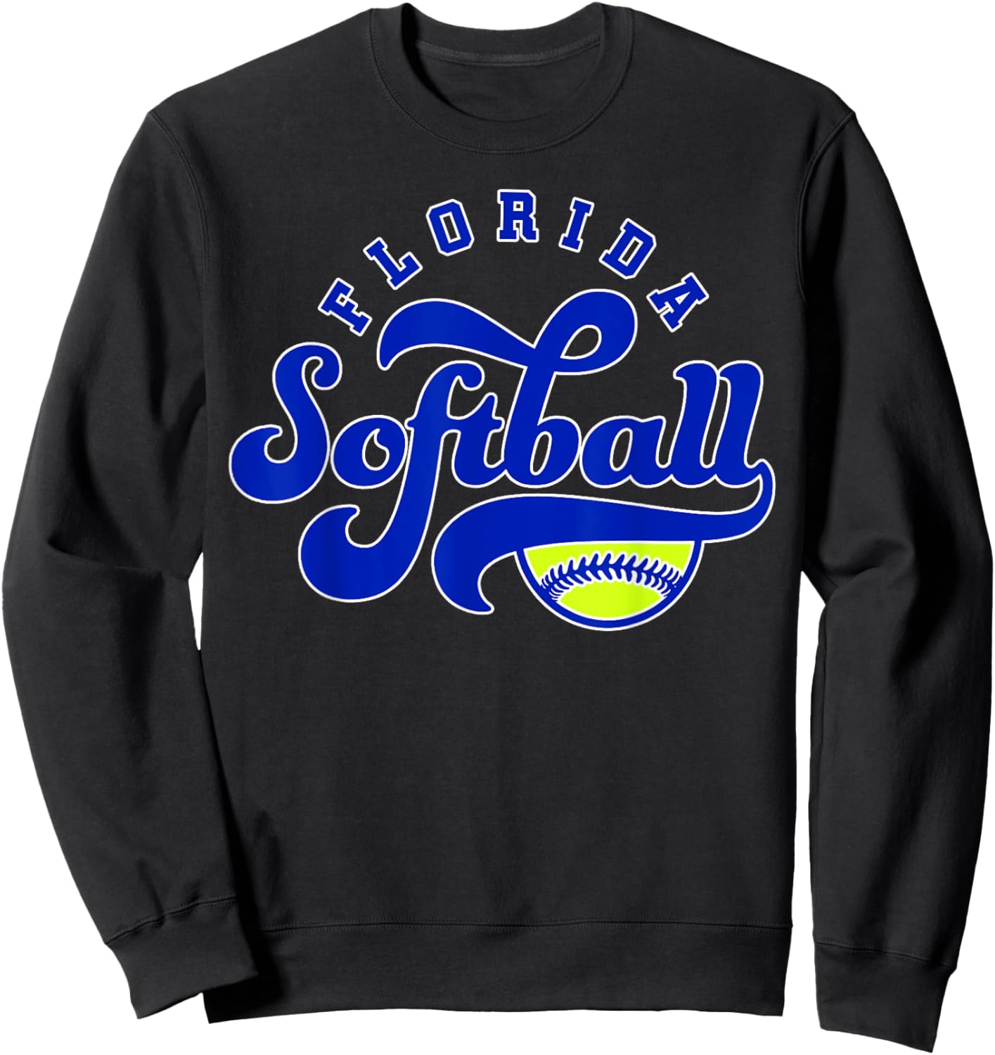 Florida Softball Vintage Kids Team Retro Softball Fan Sweatshirt - Sweatshirt | Black
