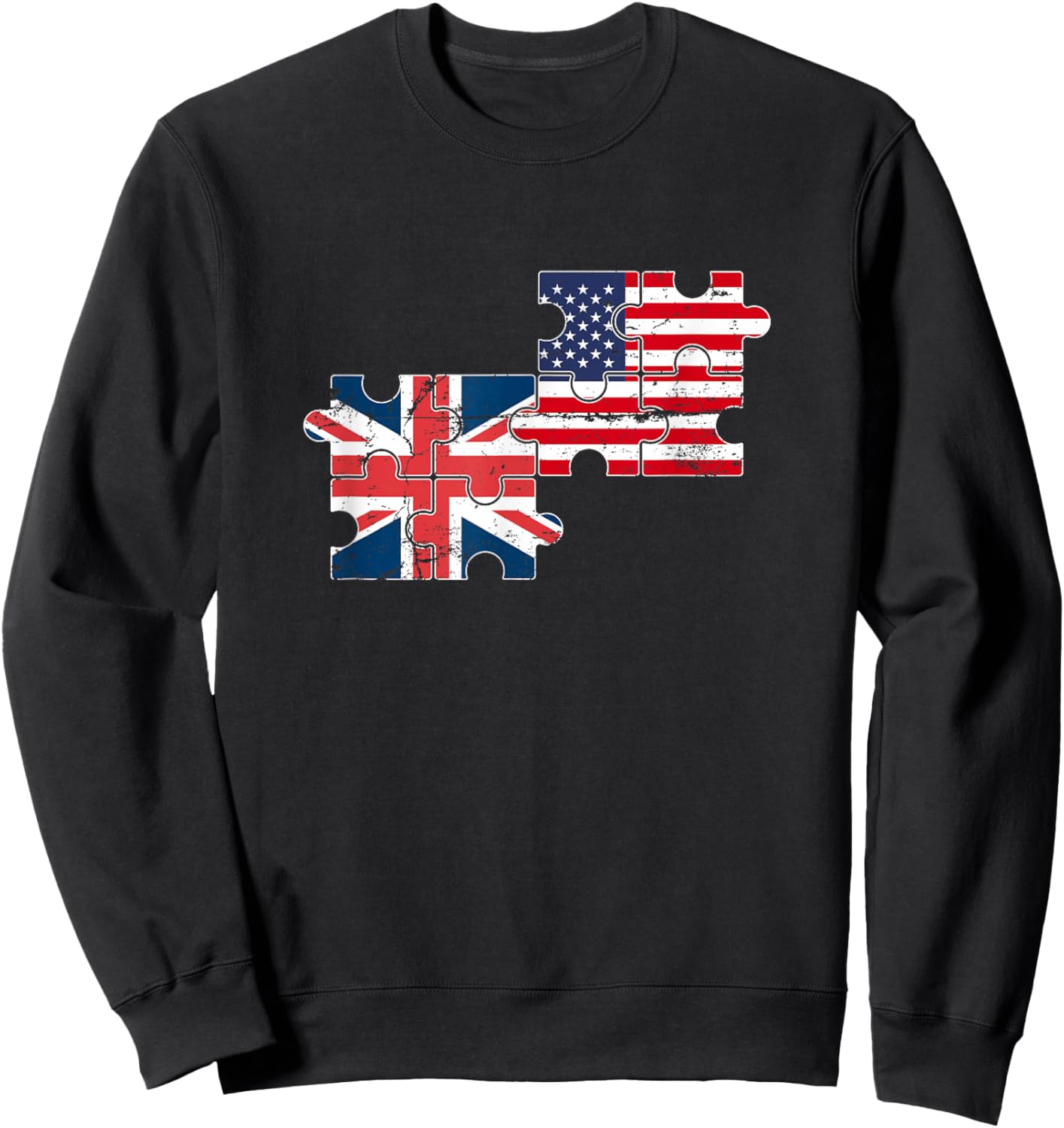 USA UK Vintage Flag British American Sweatshirt - Sweatshirt | Black