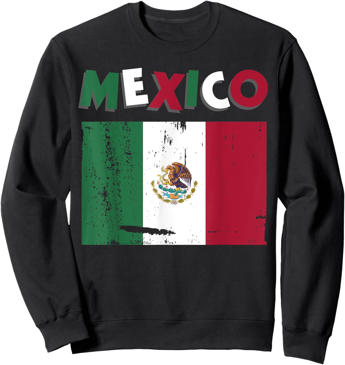 Mexico Vintage Mexican Flag Pride Hat Jersey Sweatshirt - Sweatshirt | Black