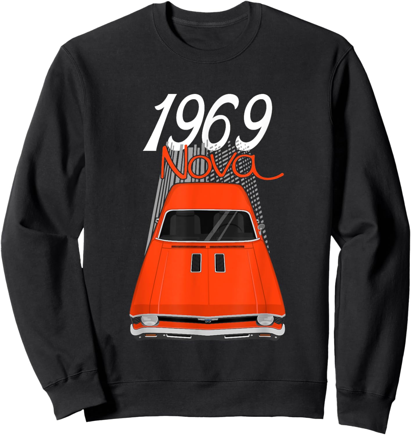 1969 69 Chevys Nova 2 Classic Car Old School Muscle Car Sweatshirt - Sweatshirt | Black