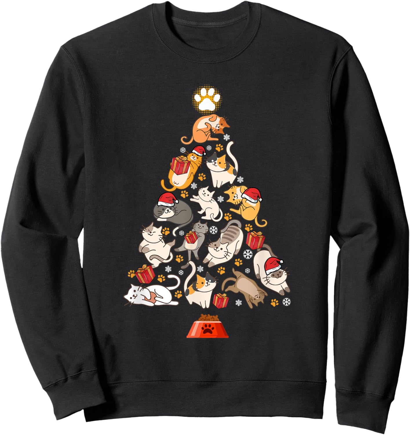 Funny Cats Christmas Men Kids Women Cat Ugly Christmas Sweatshirt - Sweatshirt | Black