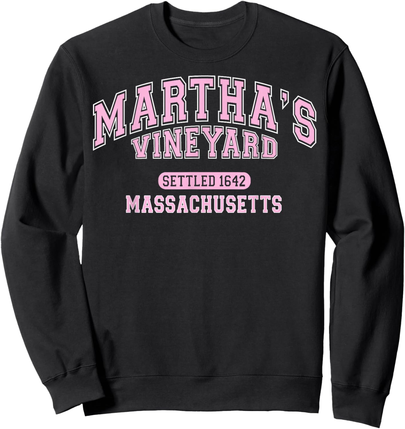 Martha's Vineyard Massachusetts Vintage Sports Pink Sweatshirt - Sweatshirt | Black