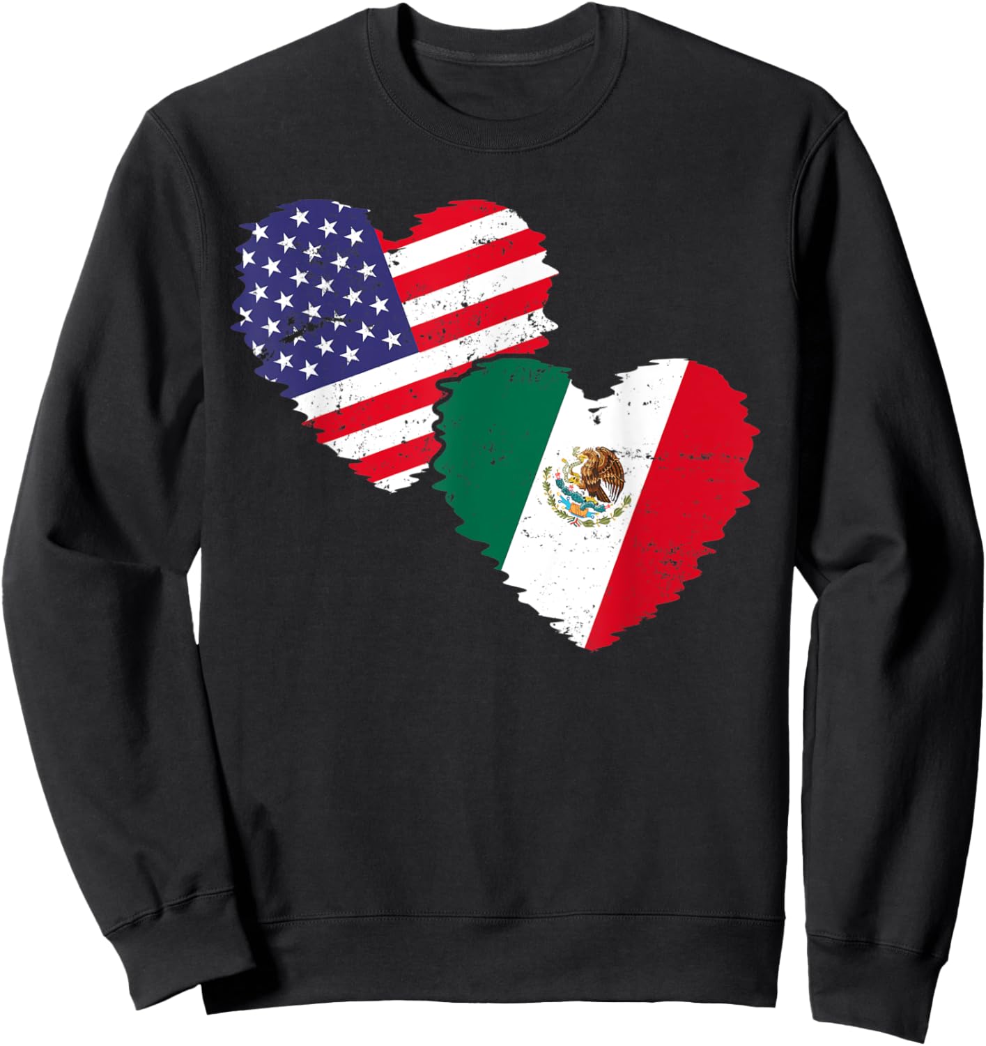 US Flag Mexican Flag Friendship Hearts Mexico Kids Men Sweatshirt - Sweatshirt | Black