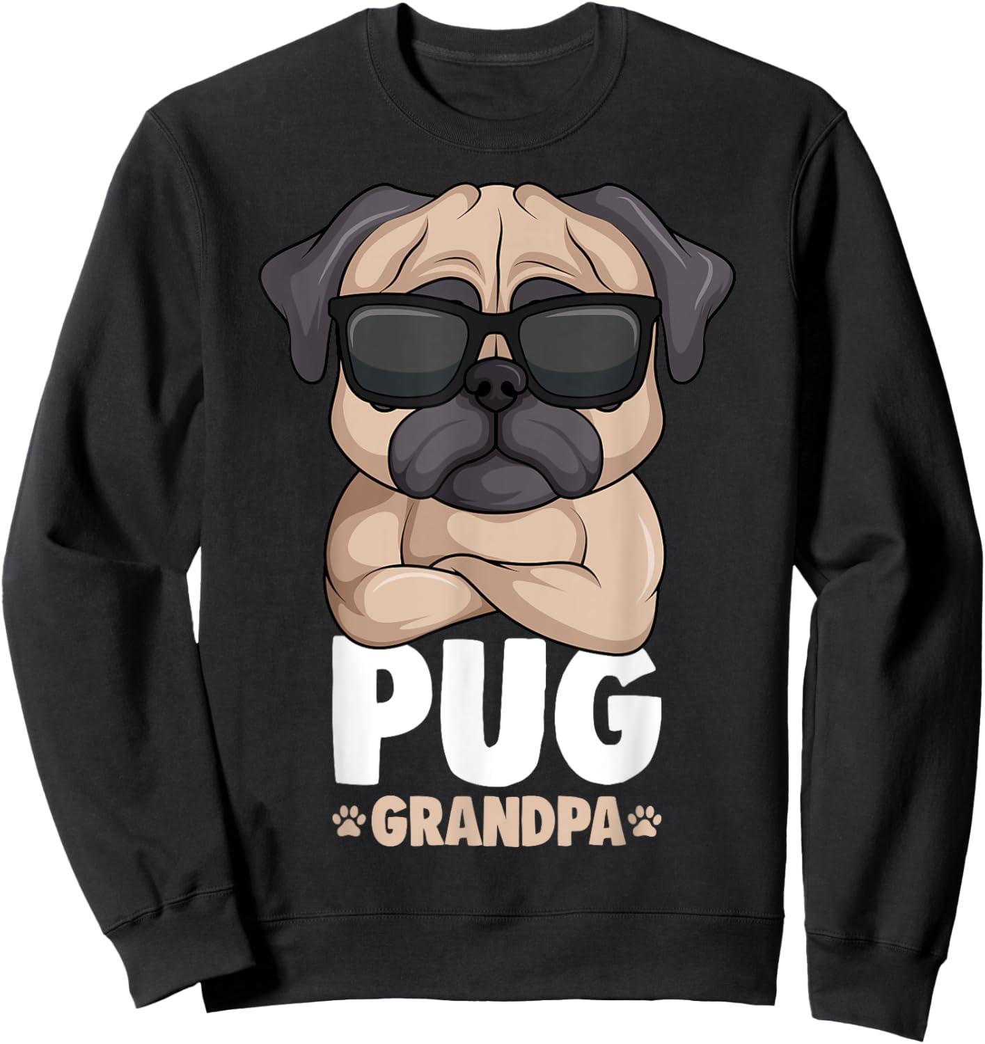Pug Grandpa Dog Sweatshirt - Sweatshirt | Black