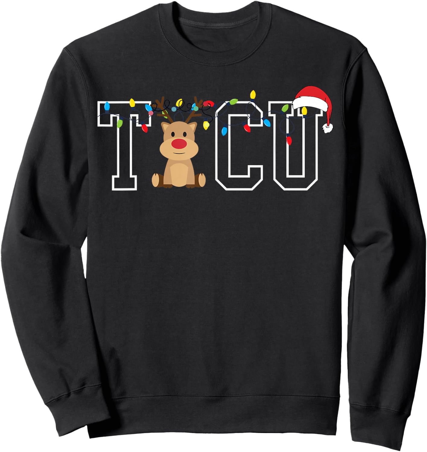 TICU Trauma Intensive Care Nurse Christmas Reindeer Costume Sweatshirt - Sweatshirt | Black