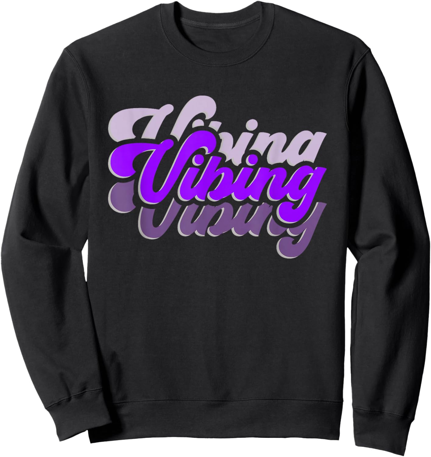Purple Vibing Purple Vibes Color Graphic Sweatshirt - Sweatshirt | Black