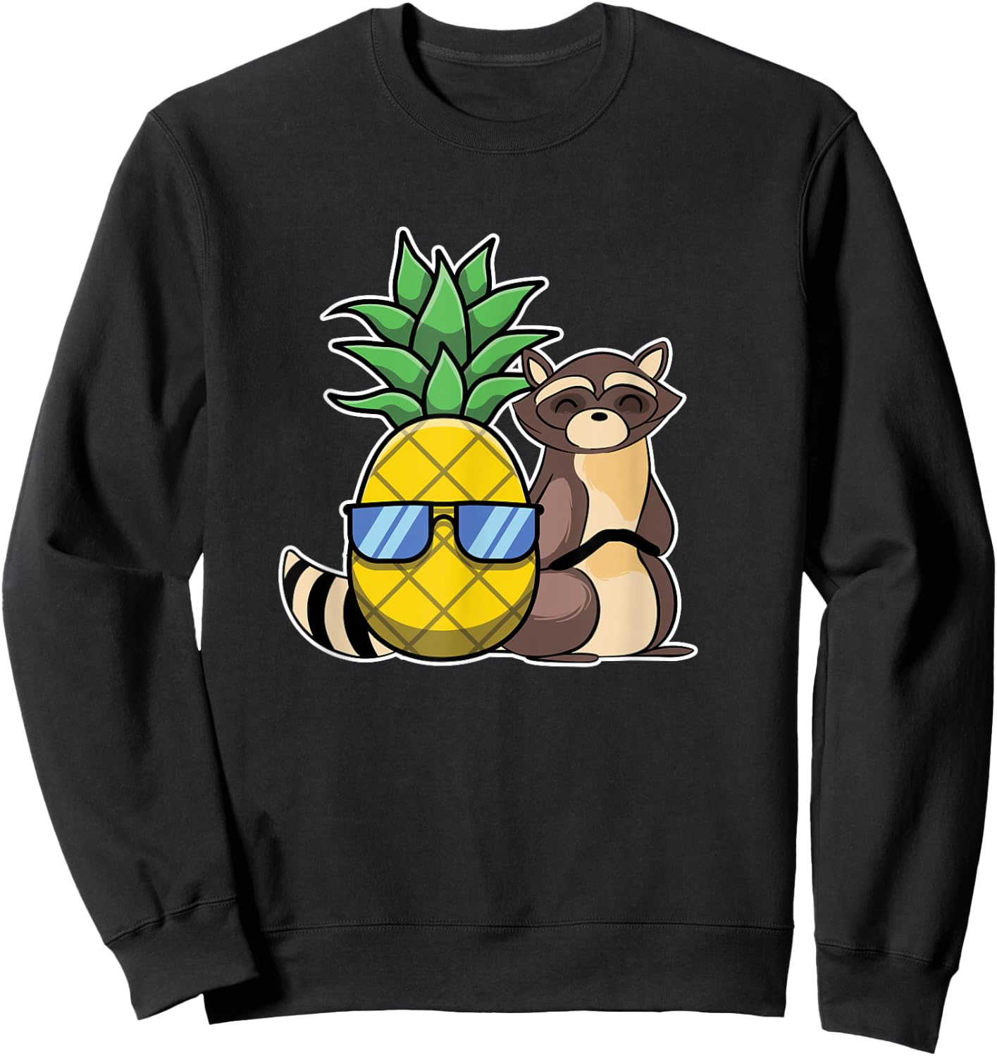 Pineapple Aloha Beaches Hawaii Raccoon Gift - Racoon Women Kids Sweatshirt - Sweatshirt | Black