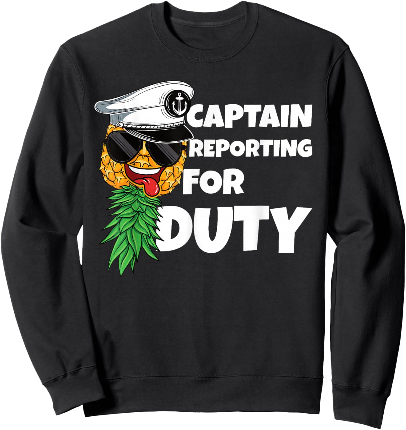Captain Reporting For Duty Upside Down Pineapple Swinger Men Sweatshirt - Sweatshirt | Black