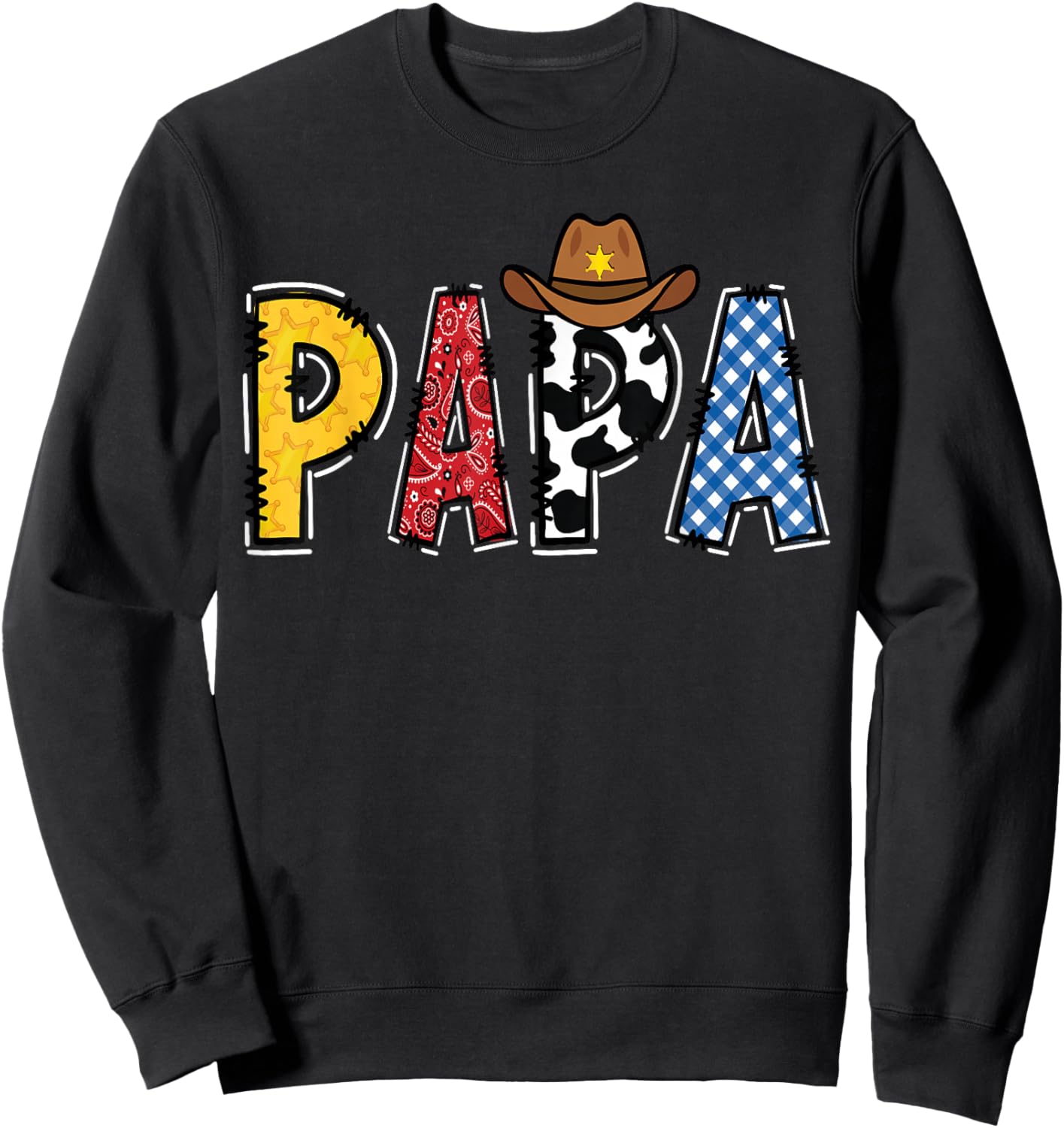 Cowboy Papa Western Rodeo Theme Kids Birthday Party Sweatshirt - Sweatshirt | Black
