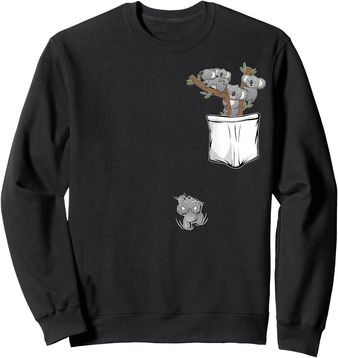 Koala Bear Stuff | Cute Koala Pocket Stuff for Kids Koala Sweatshirt - Sweatshirt | Black