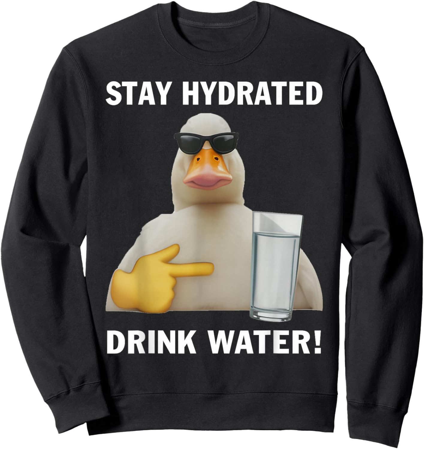 Stay Hydrated Drink Water Funny Meme Duck Sweatshirt - Sweatshirt | Black
