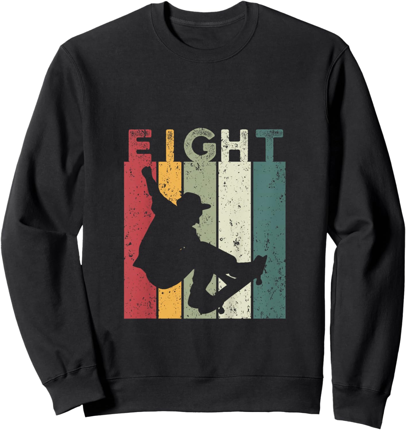 8 Years Old Skater Vintage Skateboard Skateboarder Sweatshirt - Sweatshirt | Black