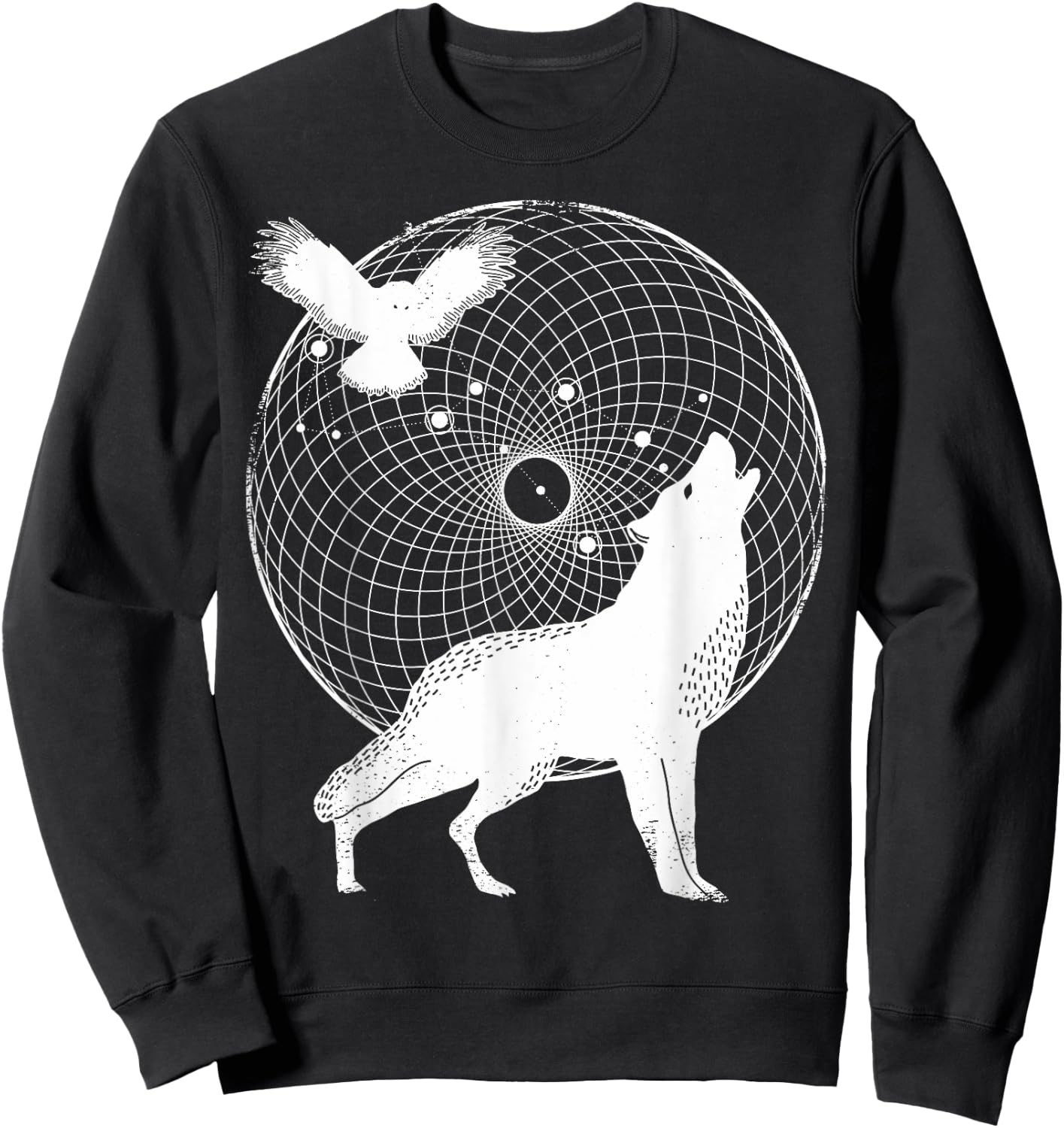 The Dharma Store - Torus Wolf - Sacred Geometry Sweatshirt - Sweatshirt | Black
