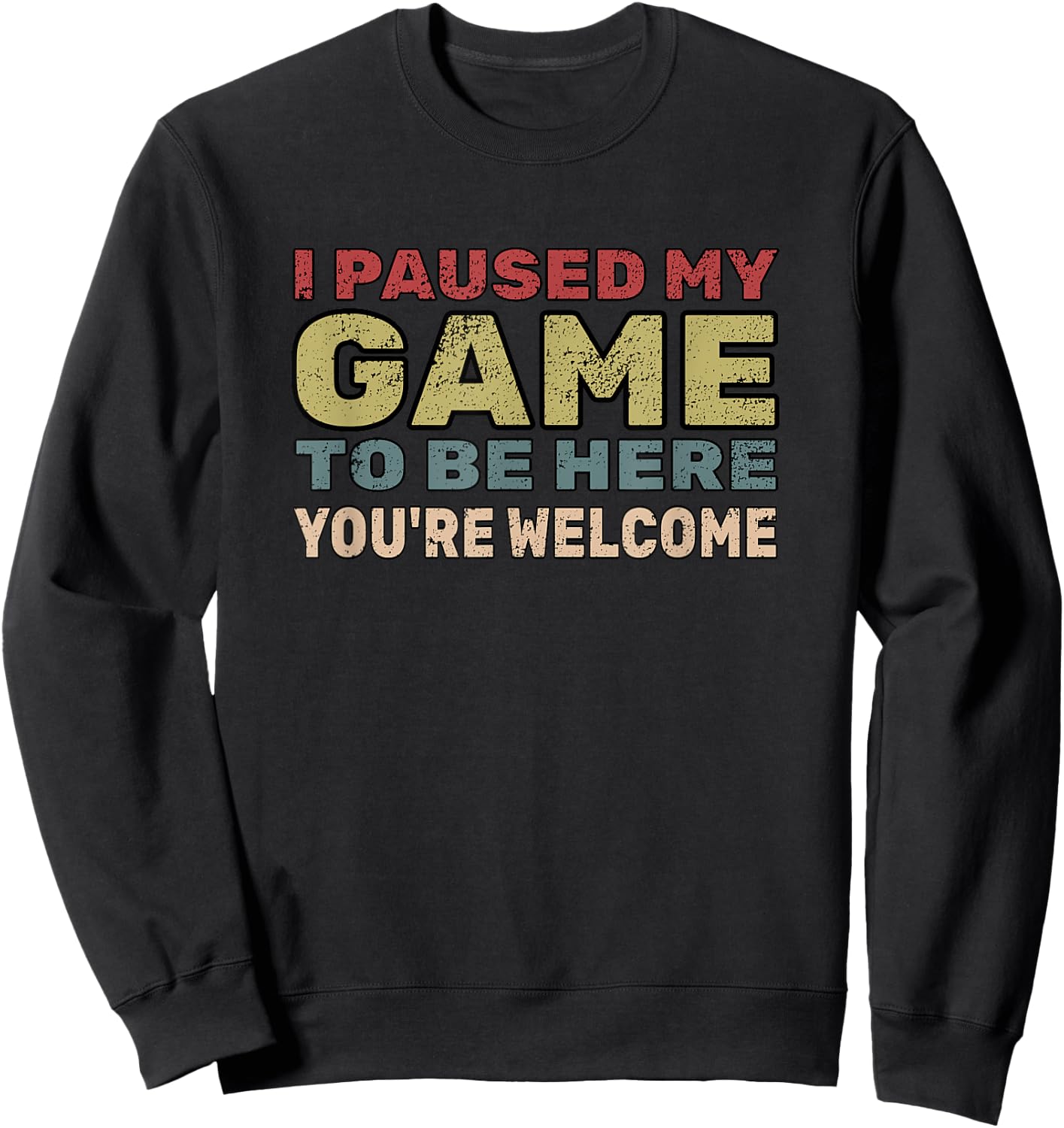 I Paused My Game To Be Here You're Welcome Retro Gamer Gift Sweatshirt - Sweatshirt | Black