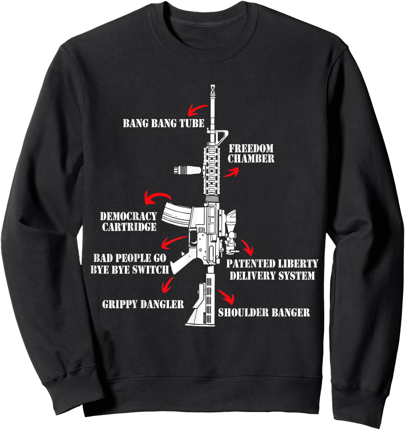 AR15 Shirts Women Funny Diagram Pro Gun Lover Gifts Sweatshirt - Sweatshirt | Black