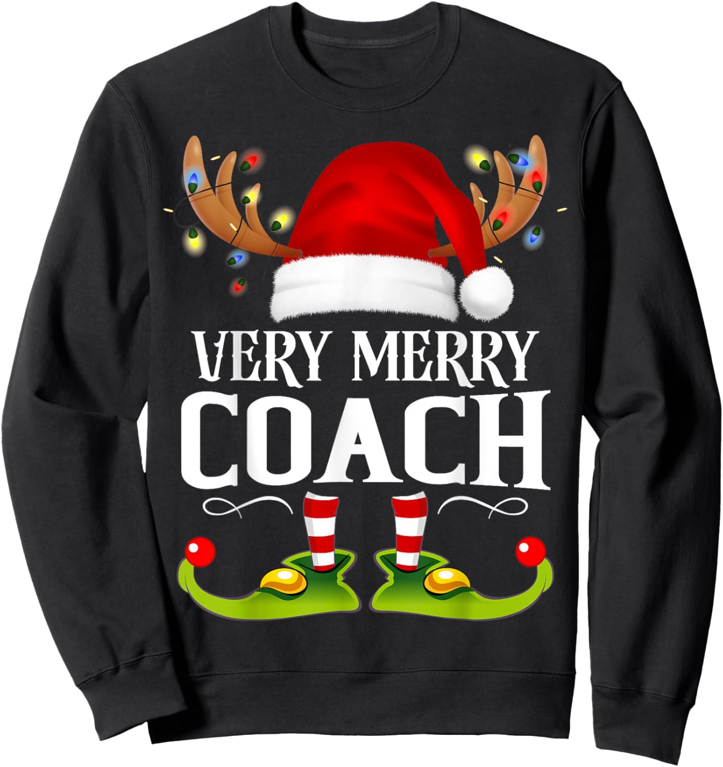 Very Merry X-Mas Coach Matching Christmas Sweatshirt - Sweatshirt | Black