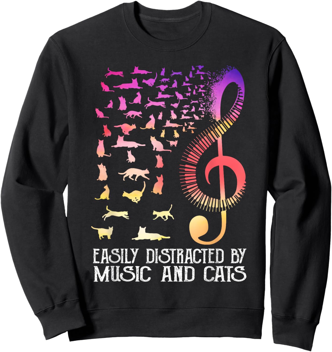 Easily distracted by music and cats for book lovers Sweatshirt - Sweatshirt | Black