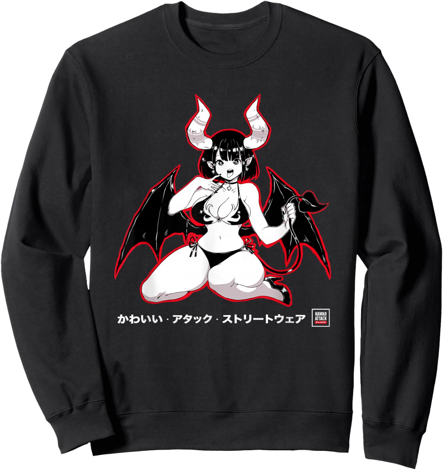 Yandere Succubus Kawaii Japanese Anime Sweatshirt - Sweatshirt | Black