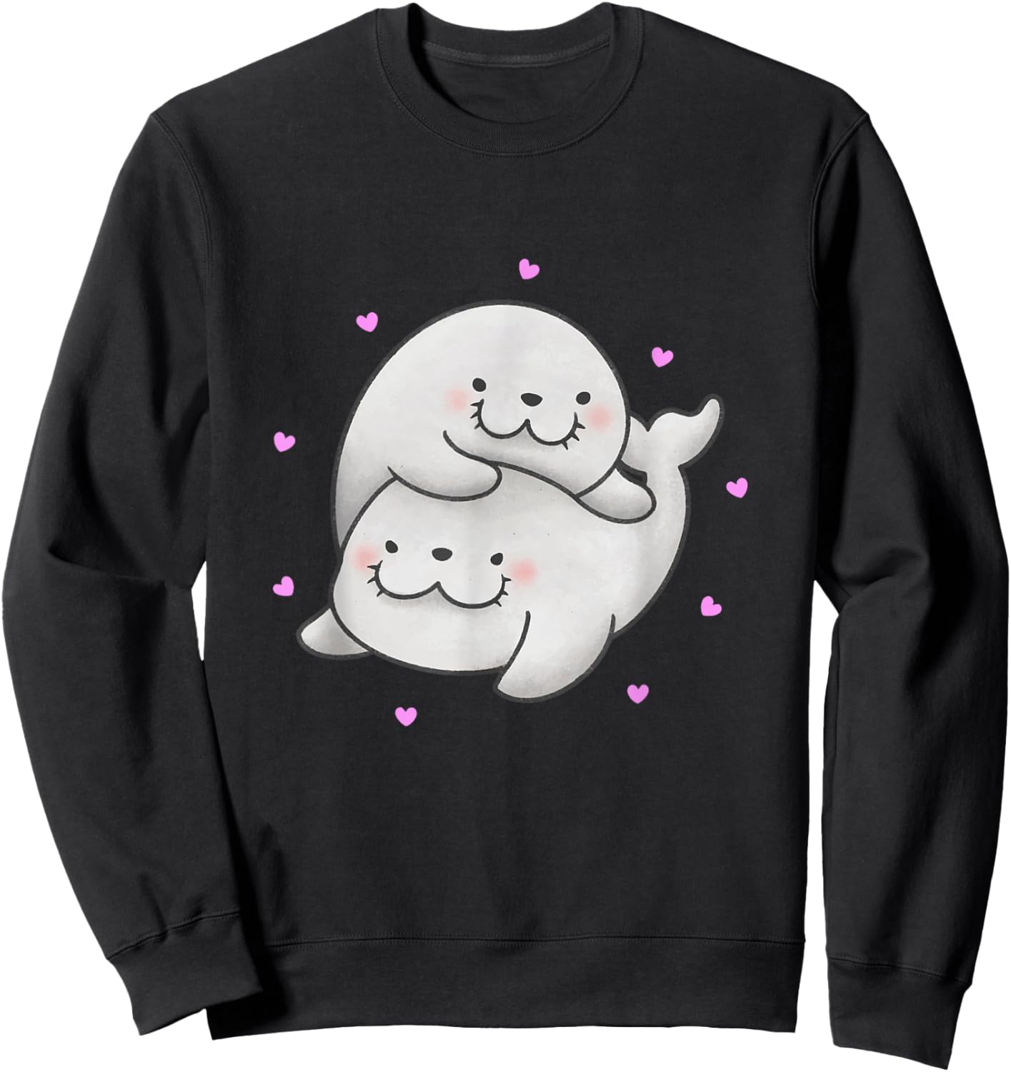Cute Baby Harp Seal couple Sea Animals lover Gift Sweatshirt - Sweatshirt | Black