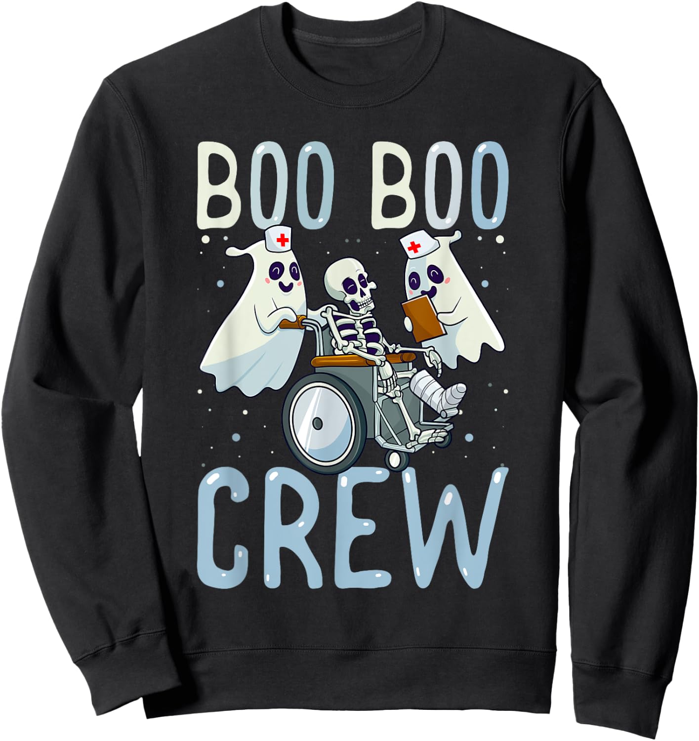 Boo Boo Crew Ghost Doctor Paramedic EMT Nurse Halloween Sweatshirt - Sweatshirt | Black